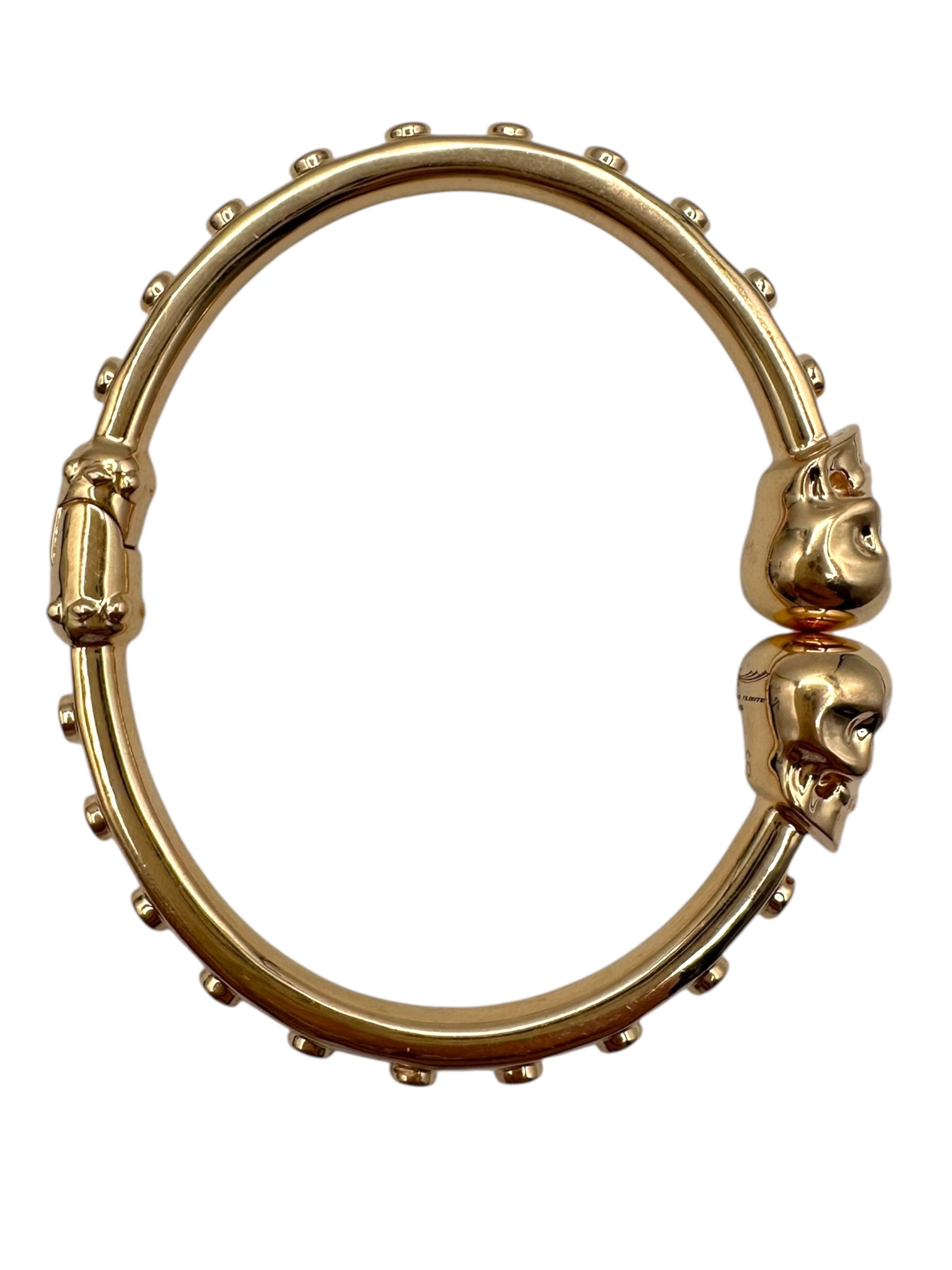 18k Rose Gold Diamond Skull Bangle Bracelet
