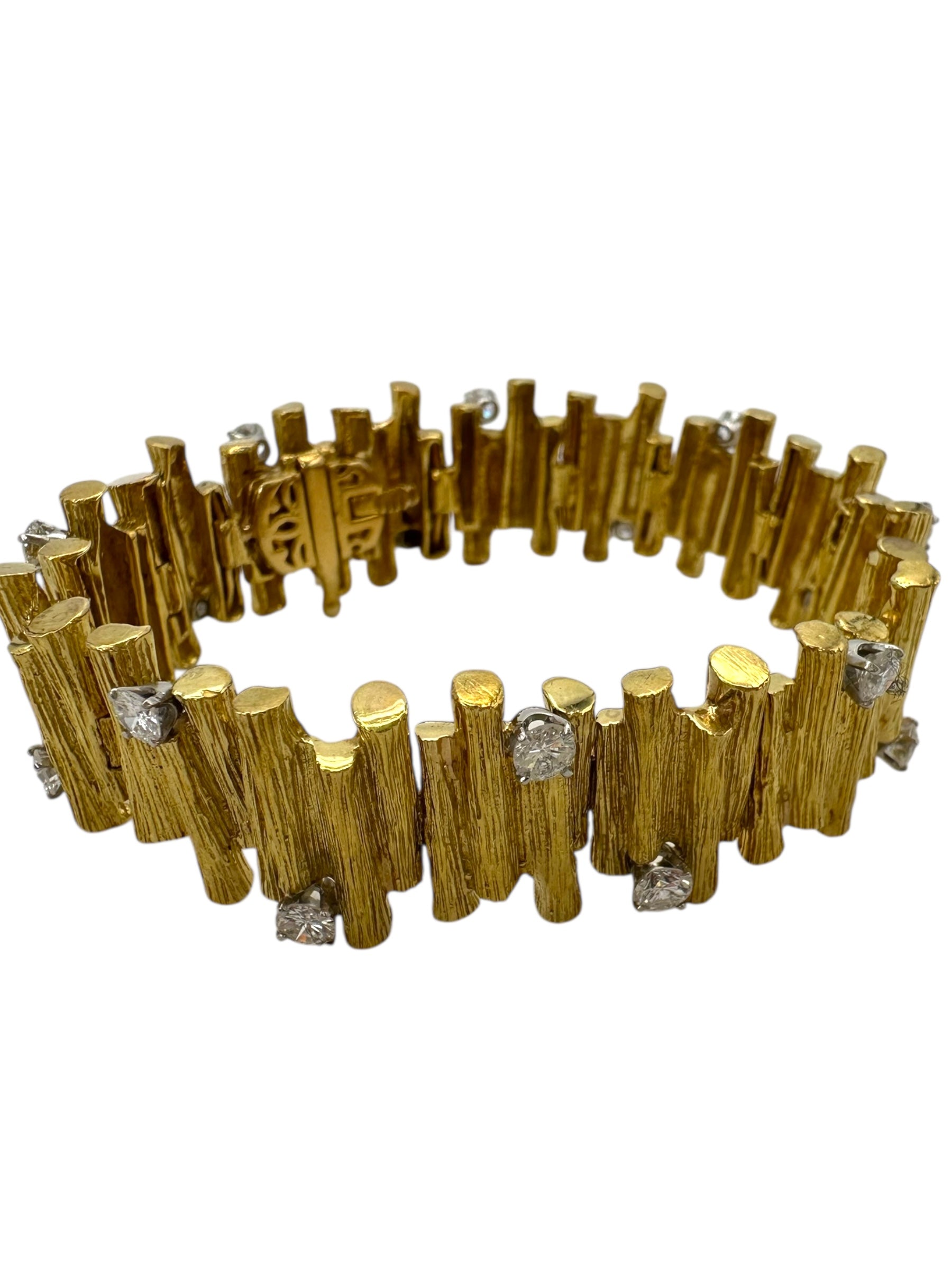 18k Textured Diamond Bracelet