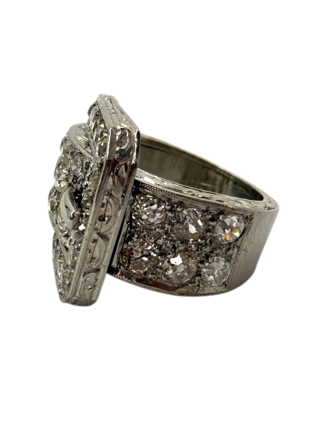 Platinum Art Deco Diamond Buckle Ring