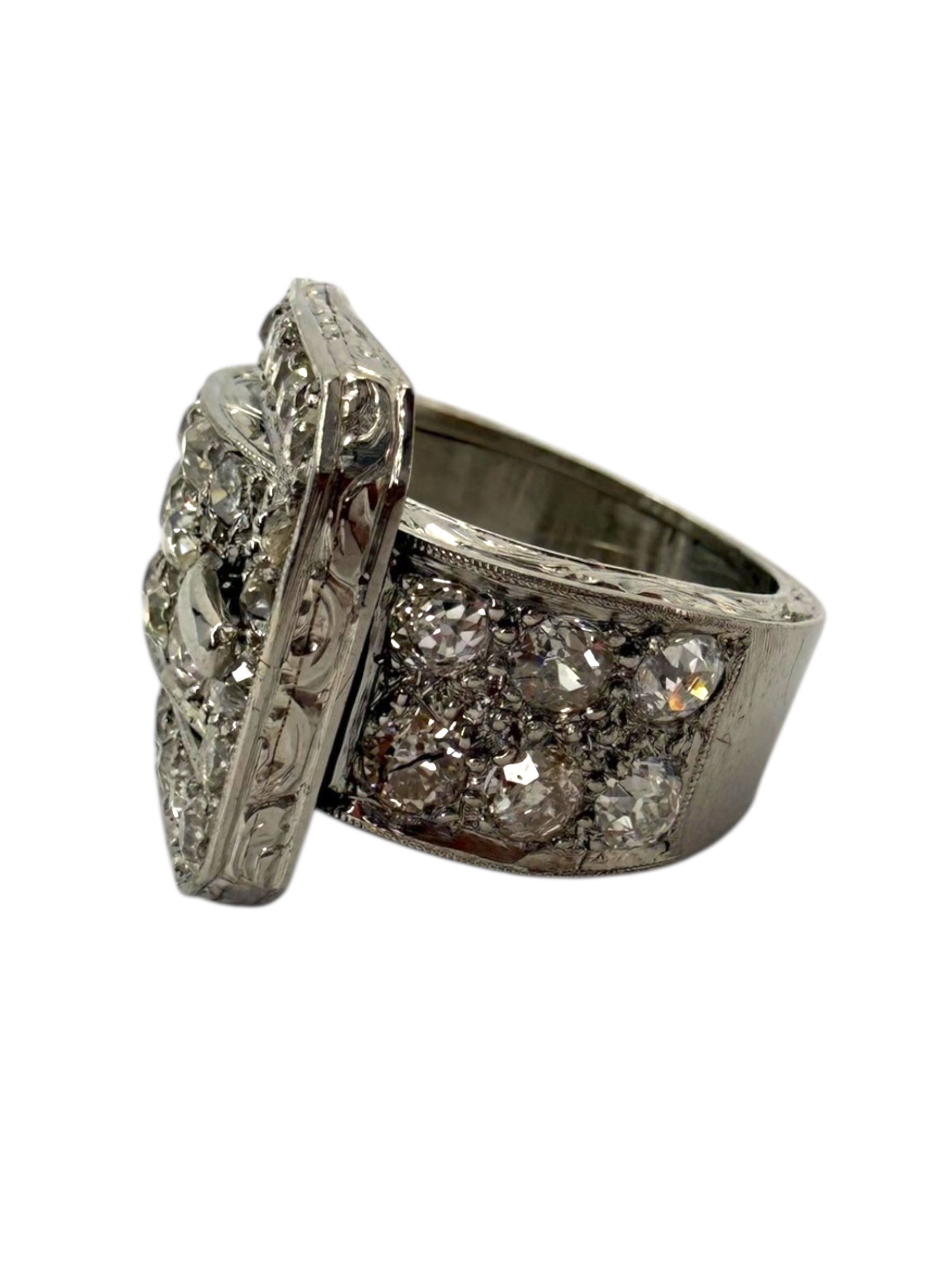 Platinum Art Deco Diamond Buckle Ring
