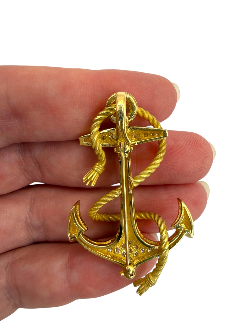 18k Diamond Anchor Brooch/Pendant