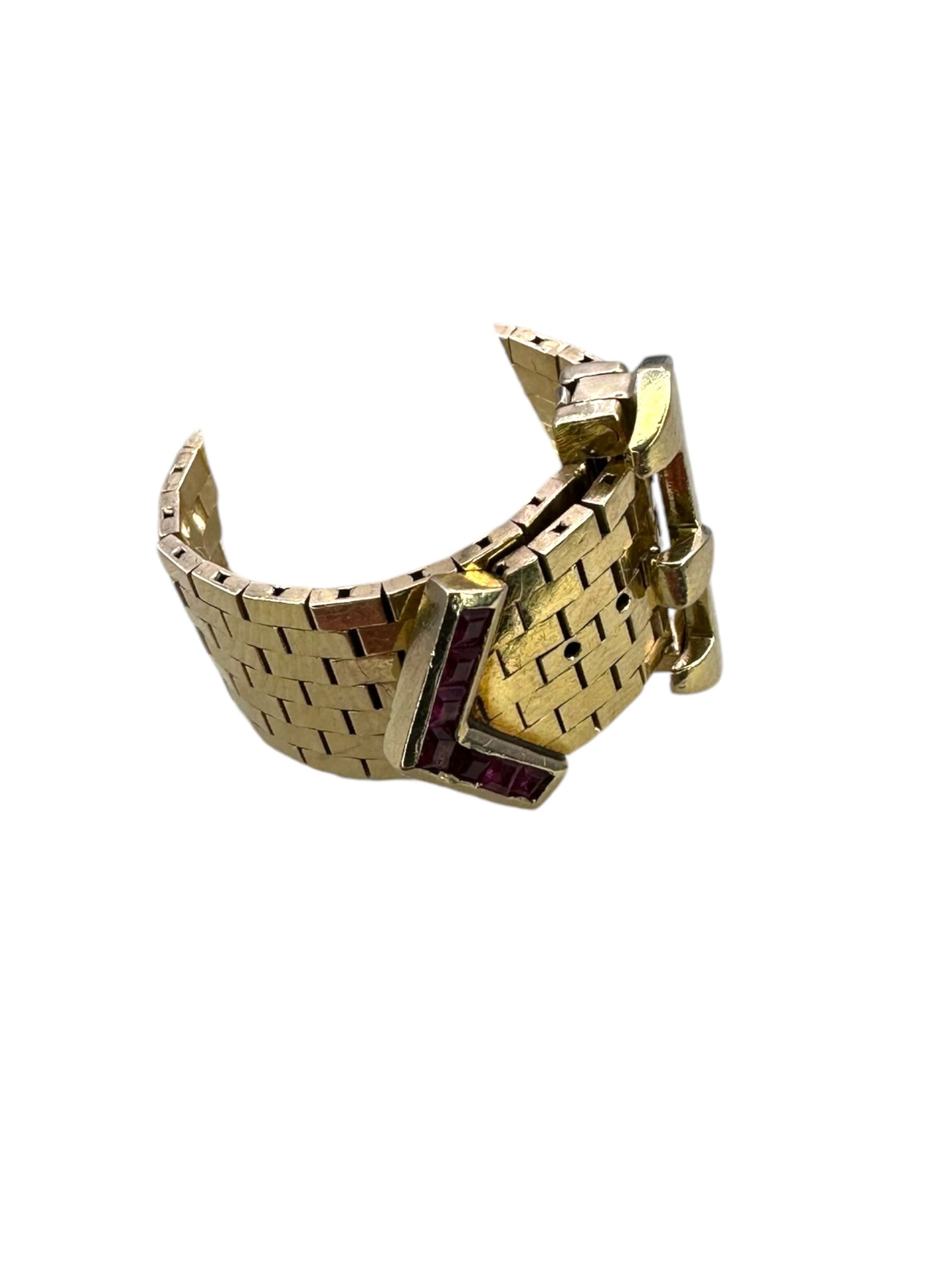 14k Retro Ruby Buckle Ring