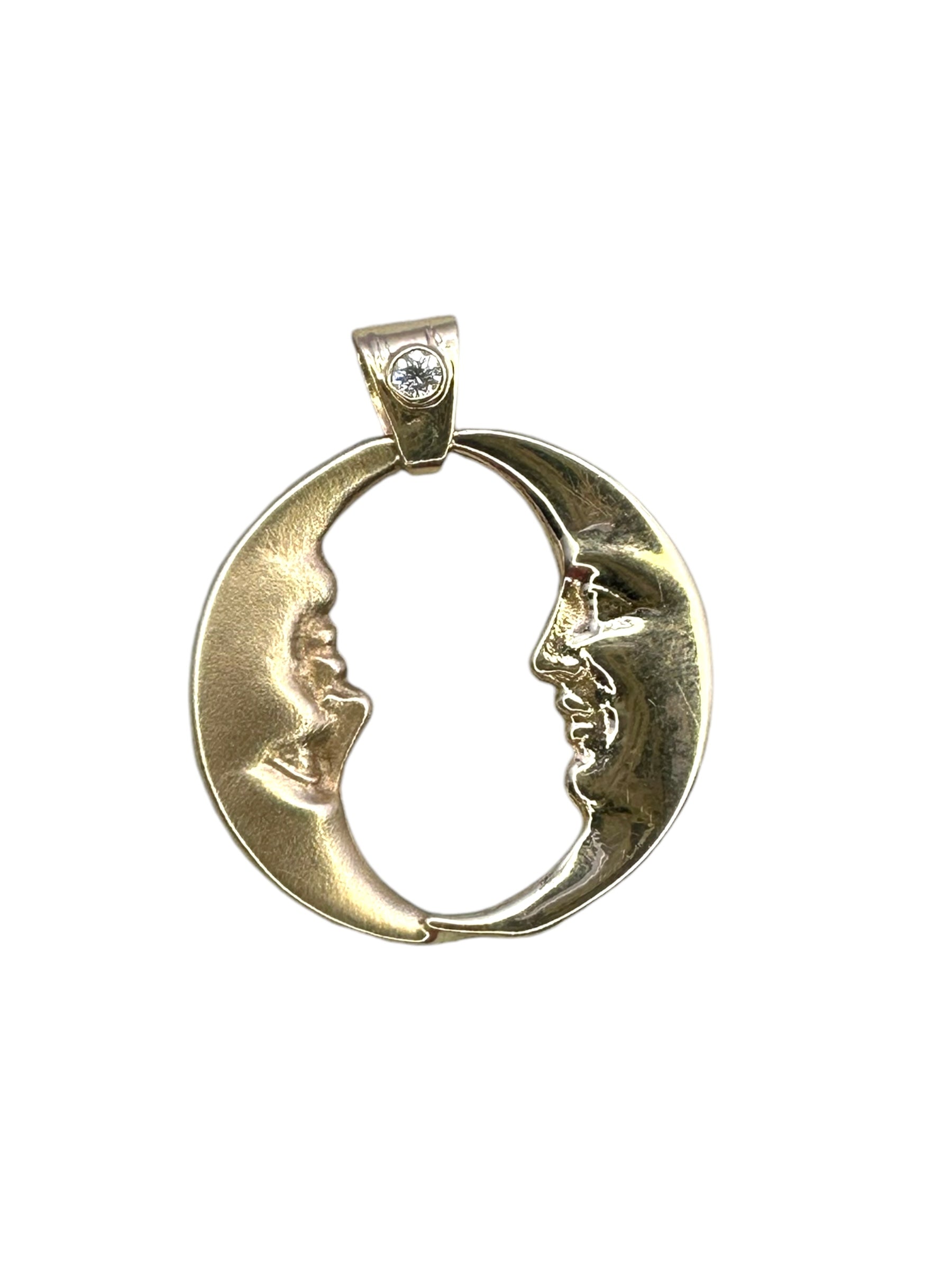 14k Diamond Moon Pendant