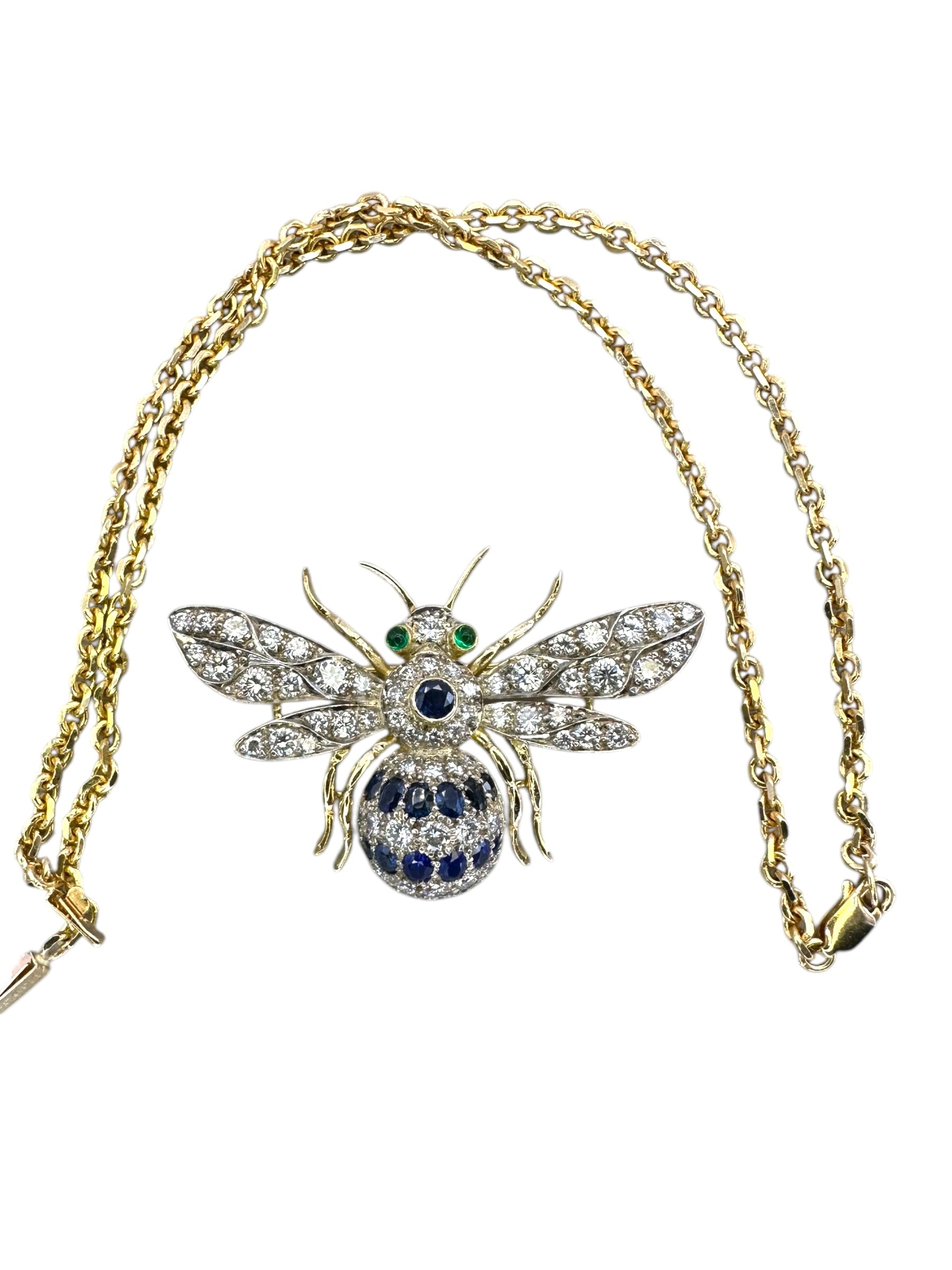 14k/ 18k Bee Brooch Pendant Necklace