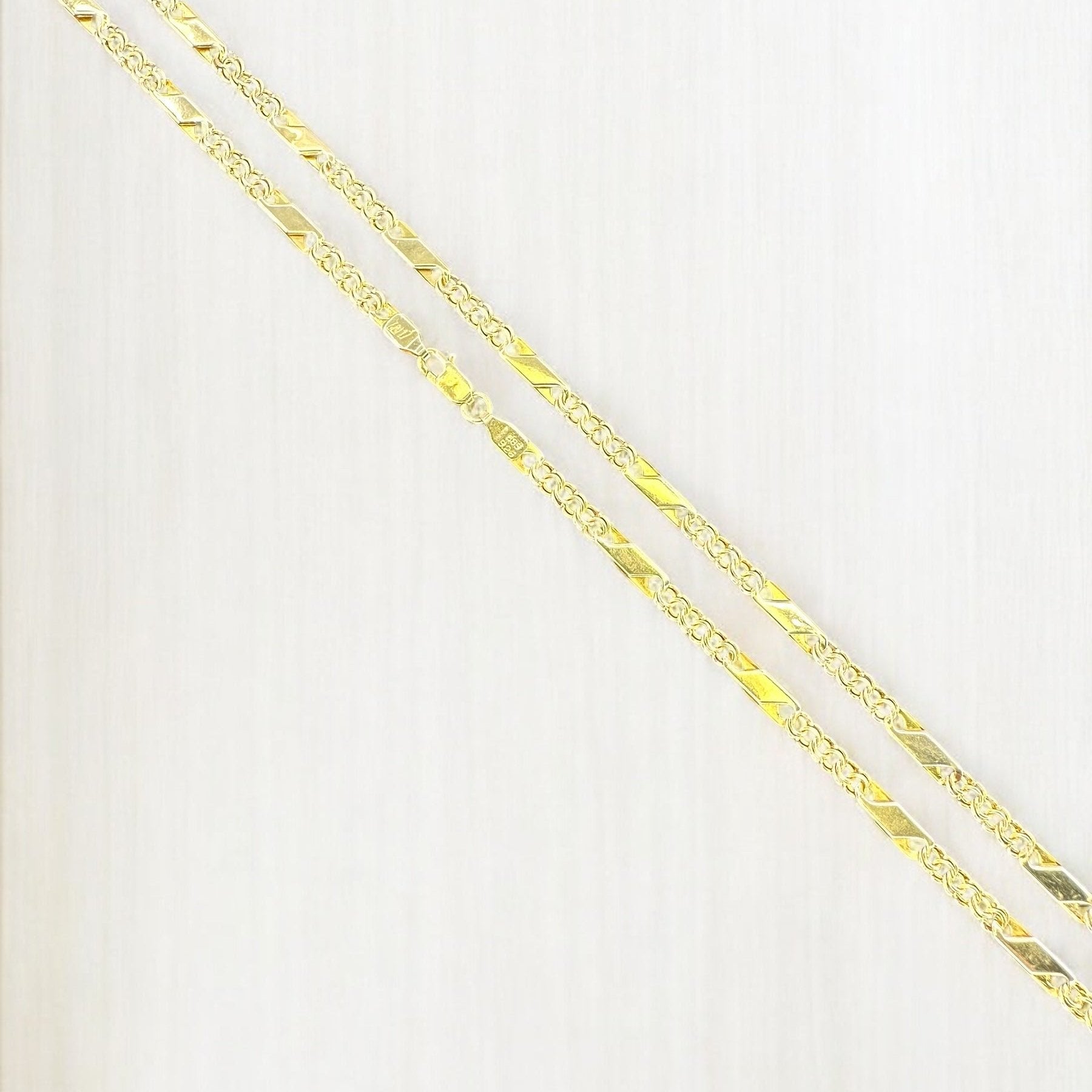 14k Fancy Bar Link Chain Necklace
