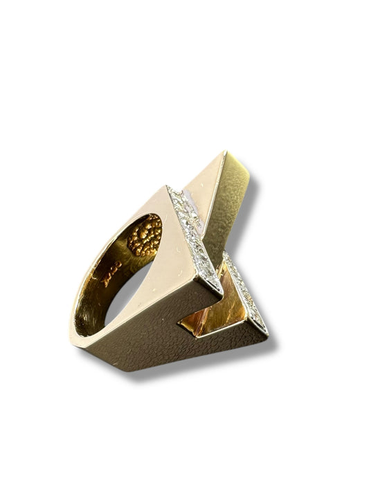 14k Geometric Diamond Ring