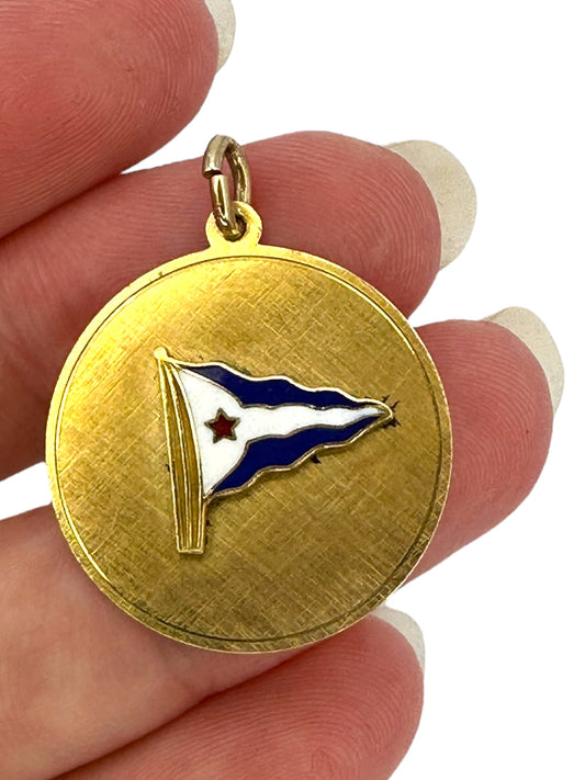 14k Enamel Nautical Flag Pendant