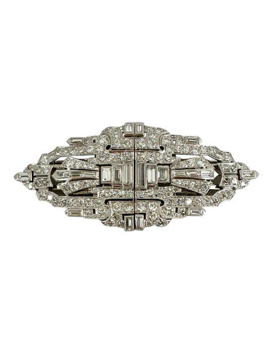 Platinum Double Clip Diamond Brooch