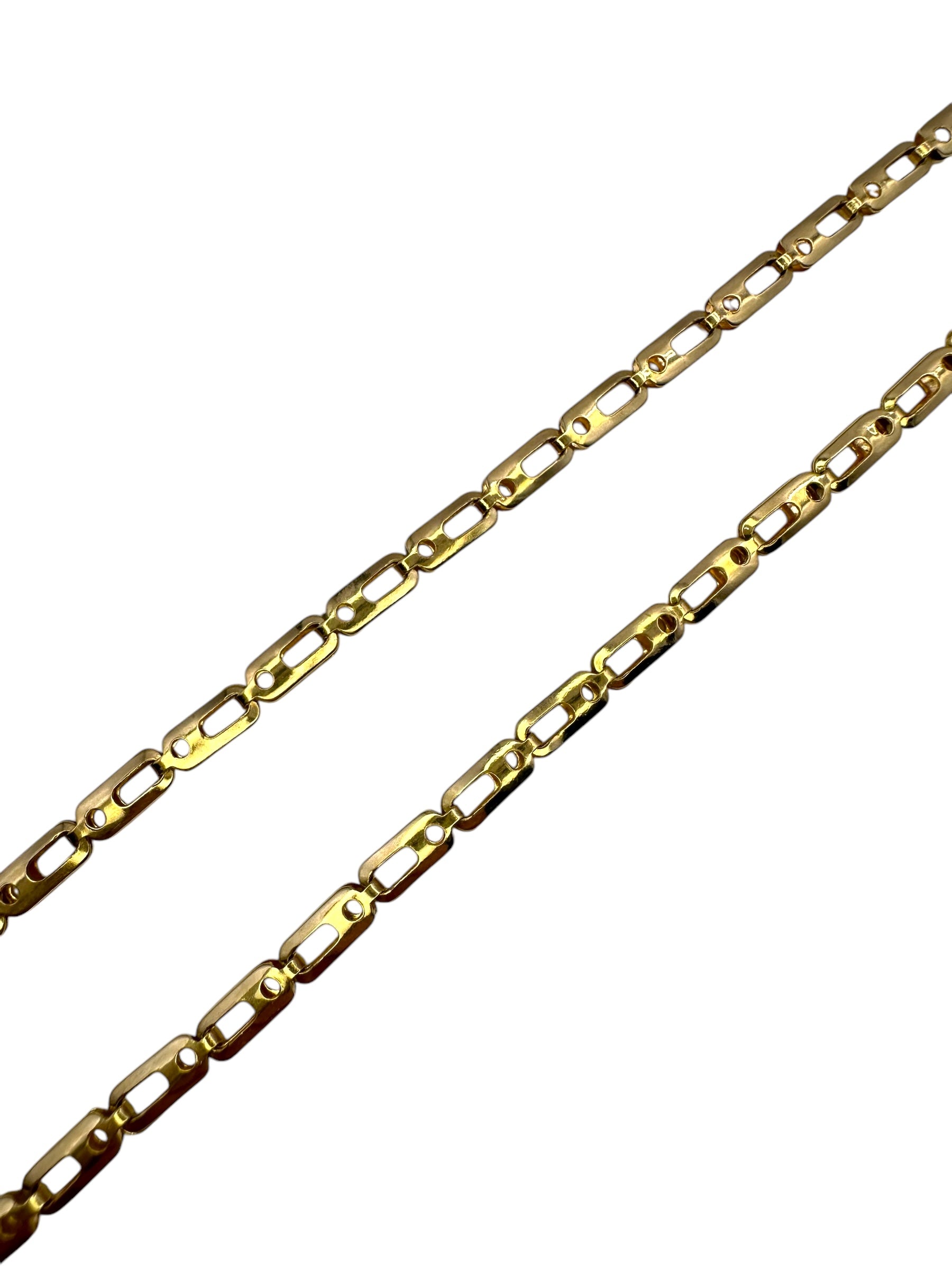 18k Yellow Gold Dot Dash Fancy Link Necklace