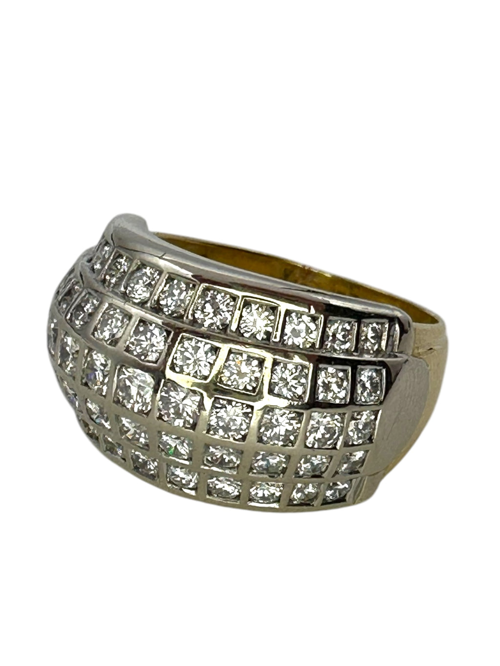 18k Two Tone Chunky Diamond Band Ring
