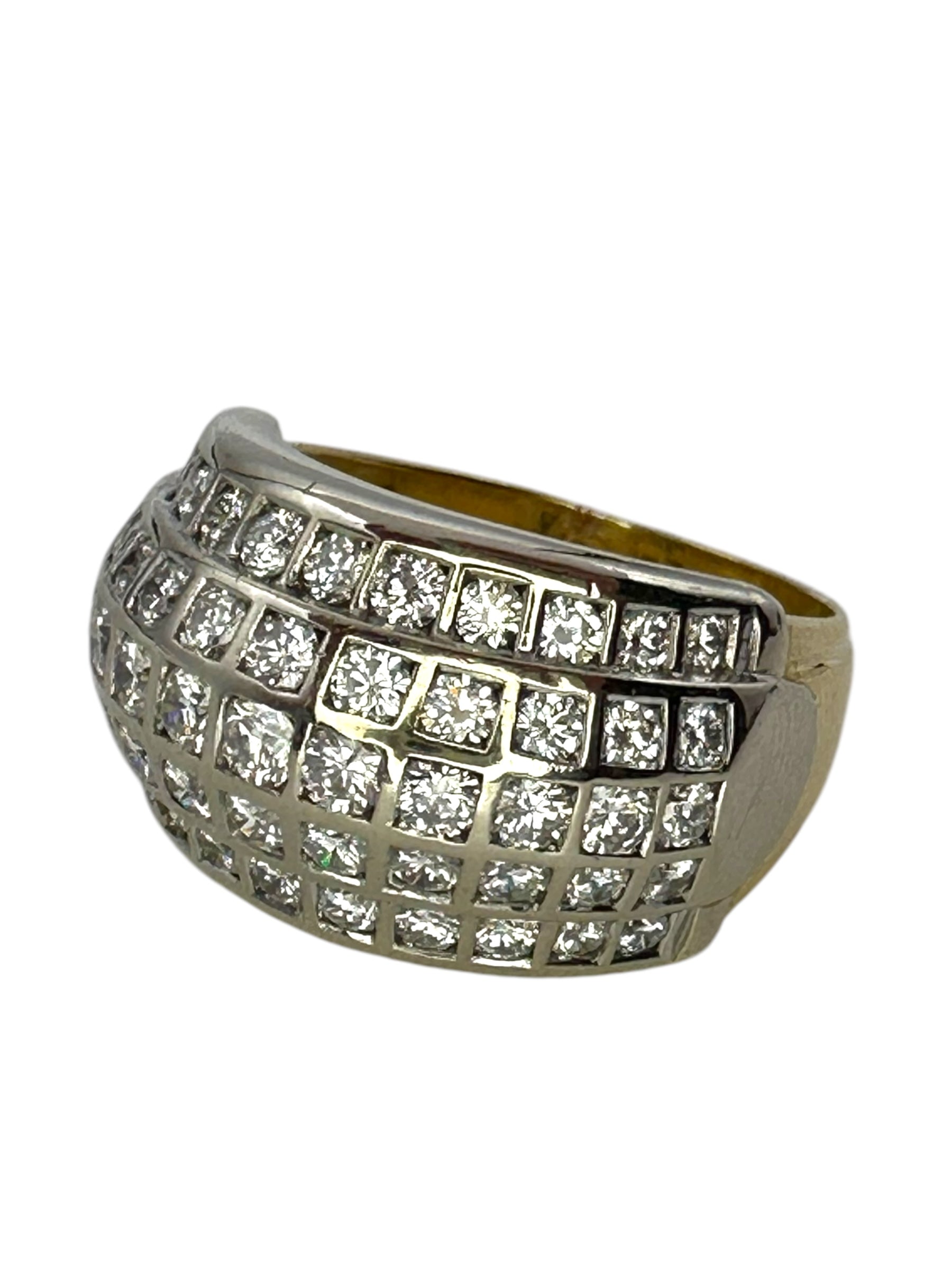 18k Two Tone Chunky Diamond Band Ring