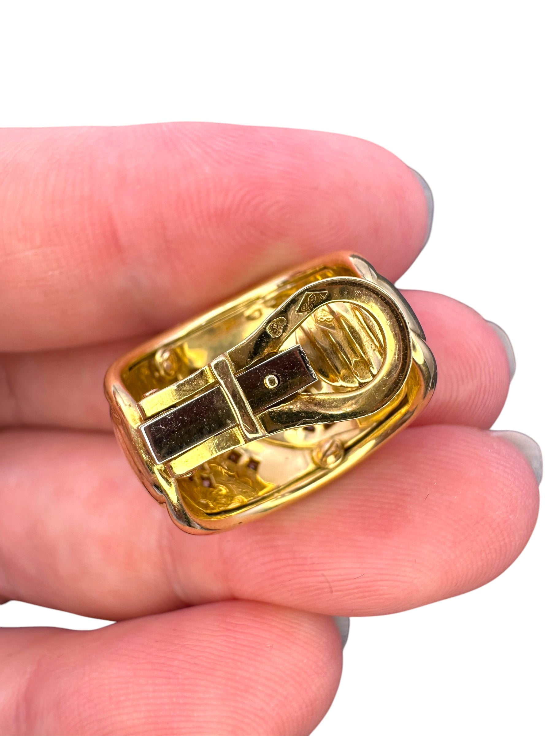 18k Tiger Stripe Diamond Huggie Ear Clips