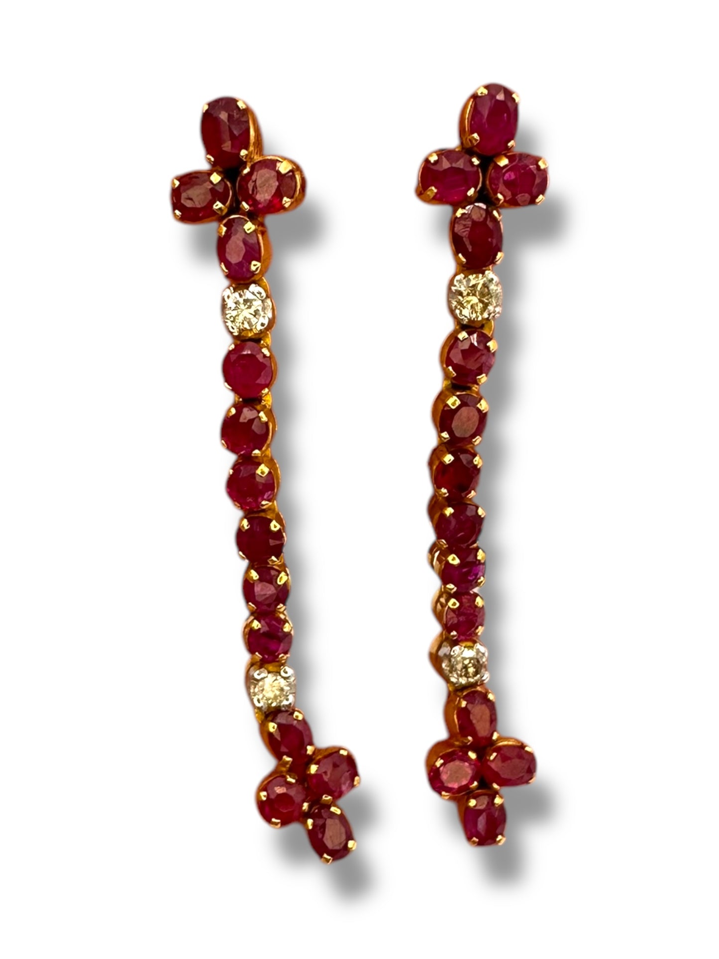 21k Ruby Diamond Cross Drop Earrings