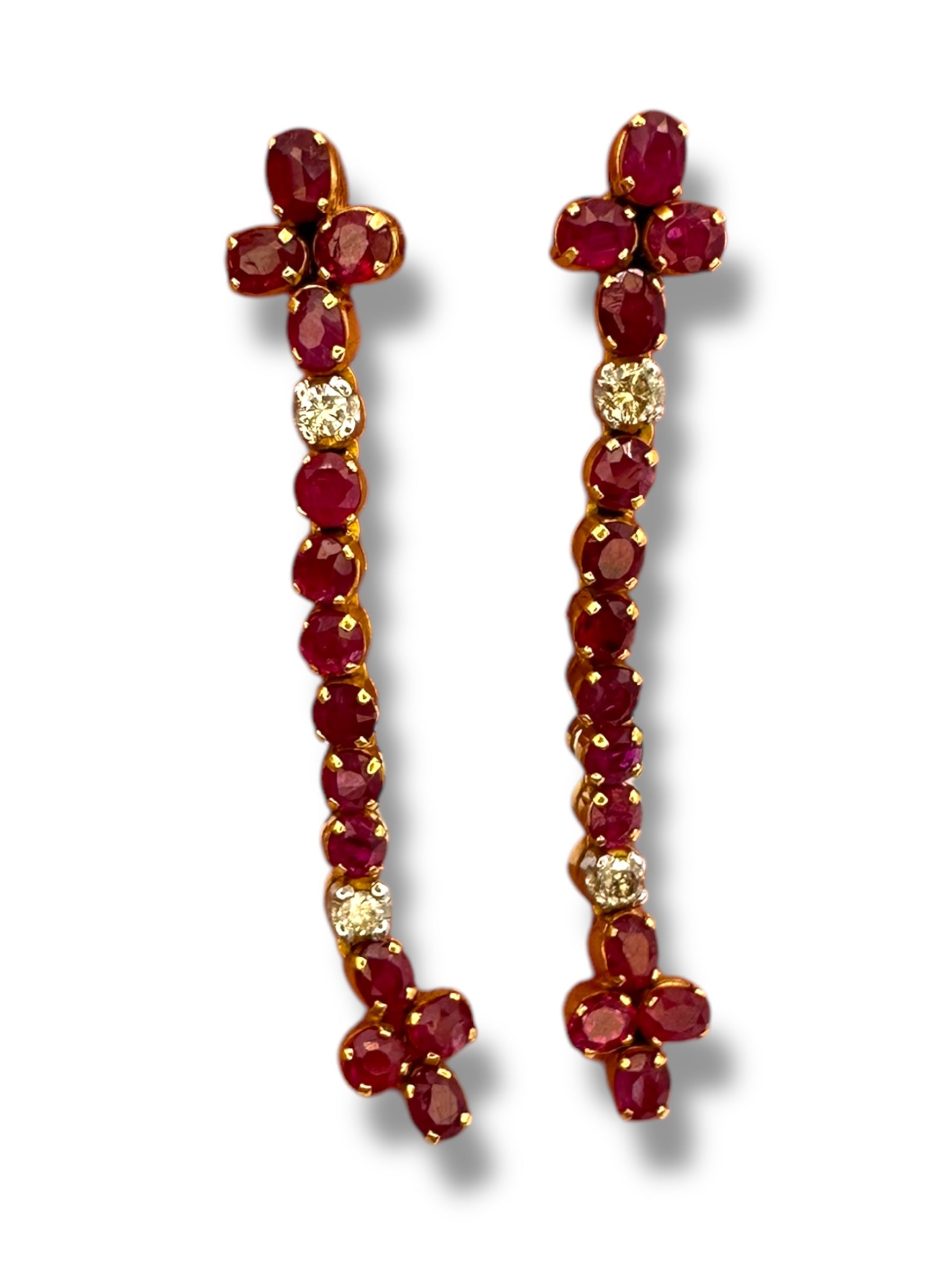 21k Ruby Diamond Cross Drop Earrings