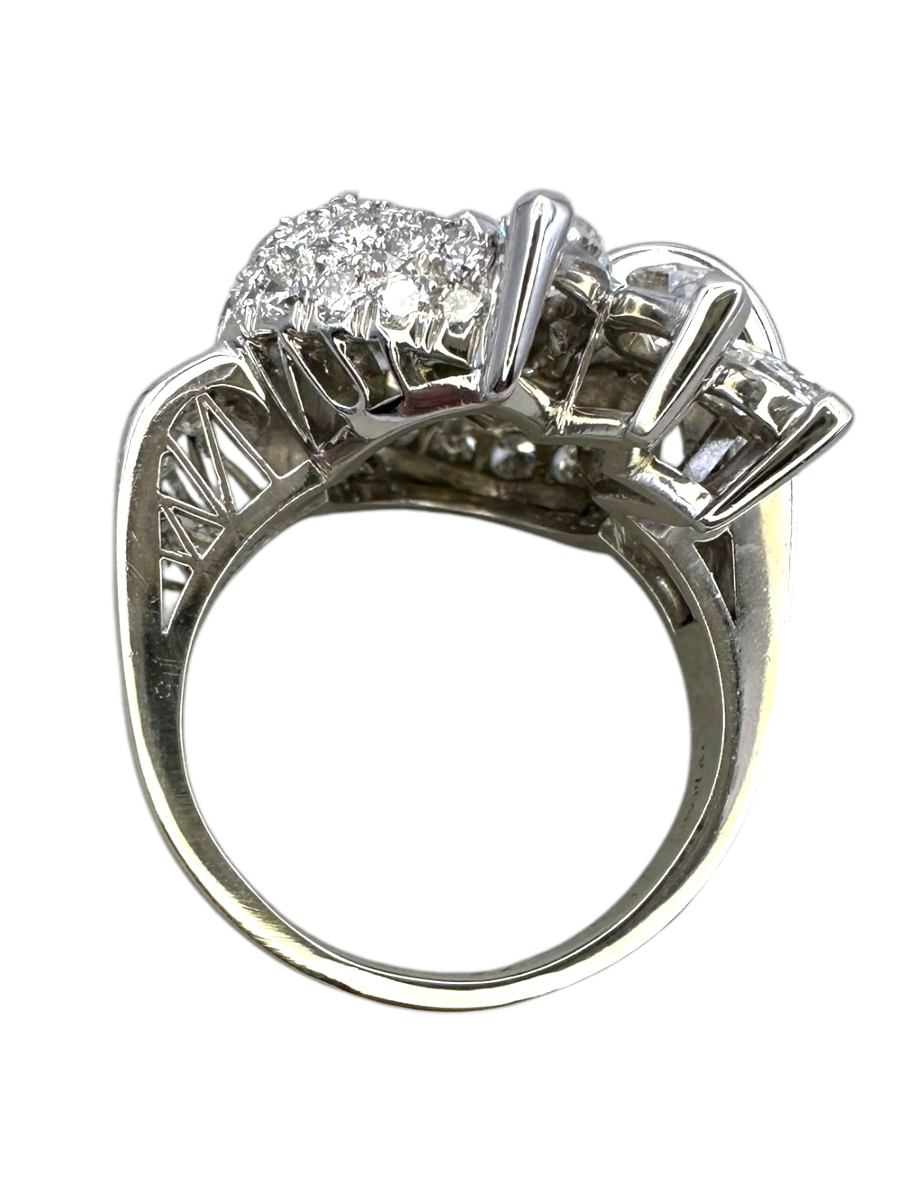Retro Platinum Diamond Cocktail Ring