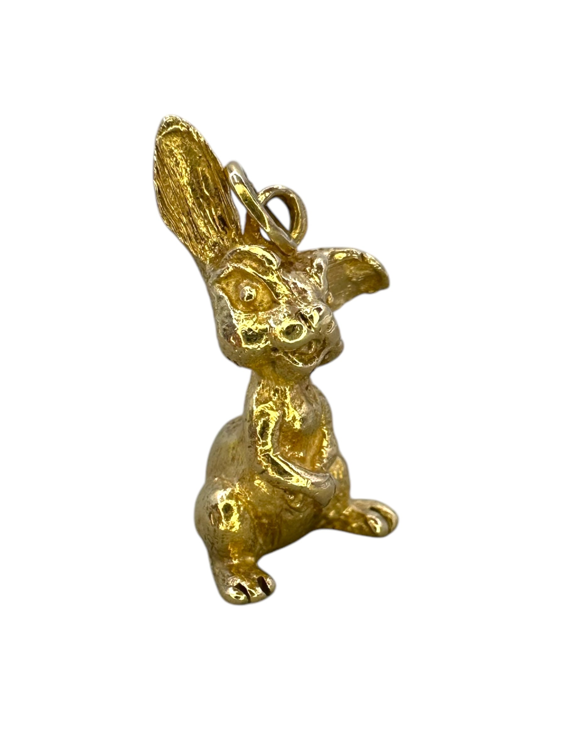 14k Laughing Rabbit Pendant
