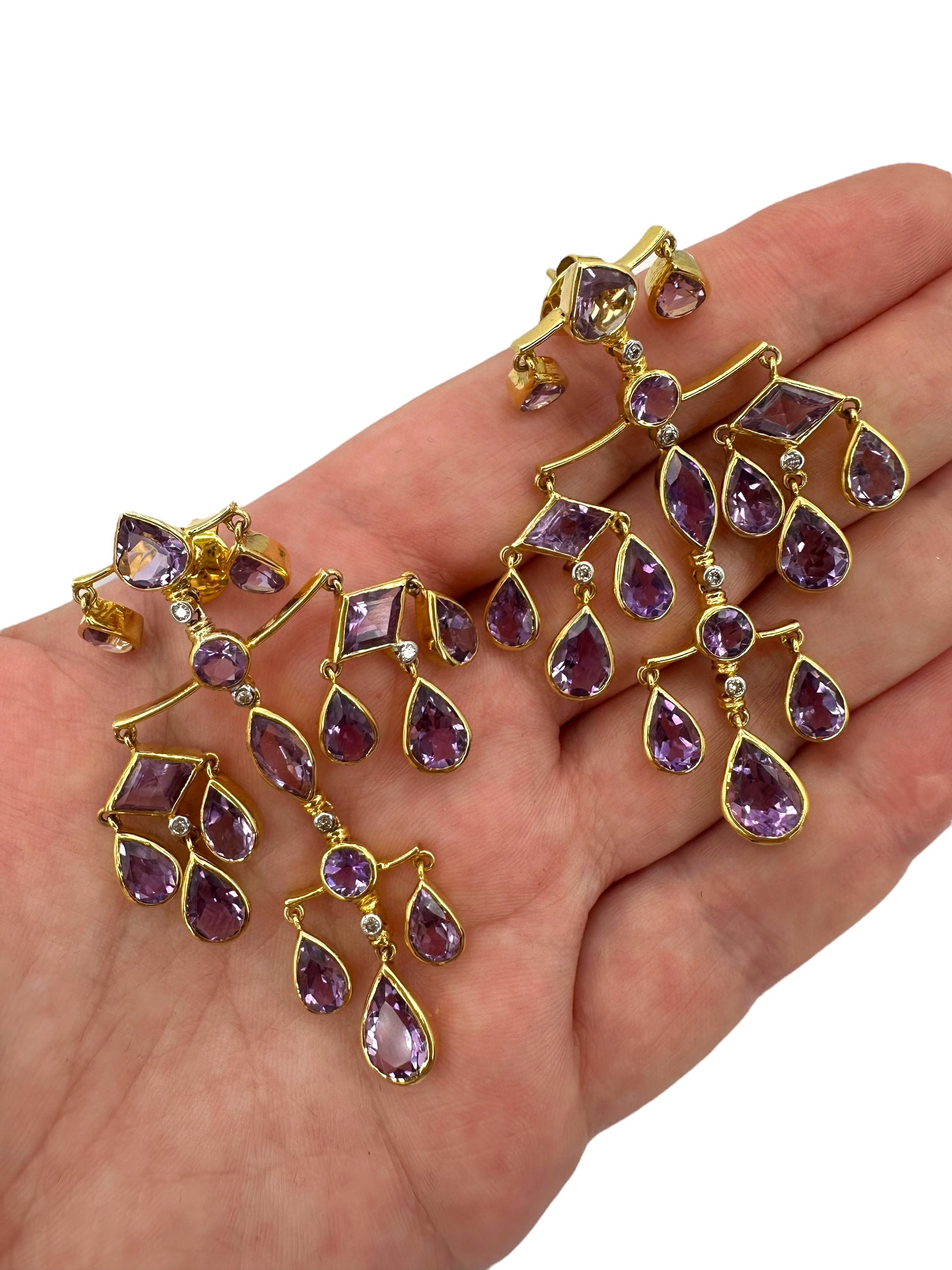 14k Amethyst Diamond Chandelier Earrings
