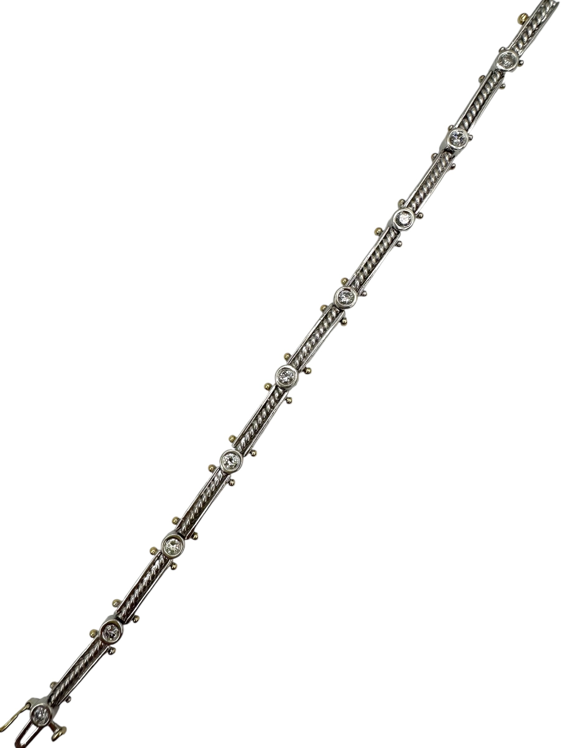 14k Diamond Bar Link Station Bracelet