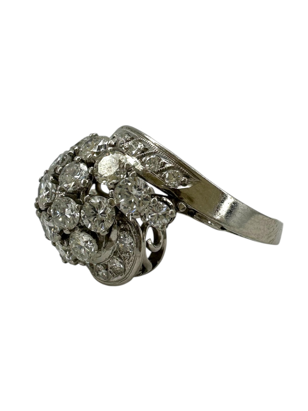 Platinum Bombe Cluster Cocktail Ring
