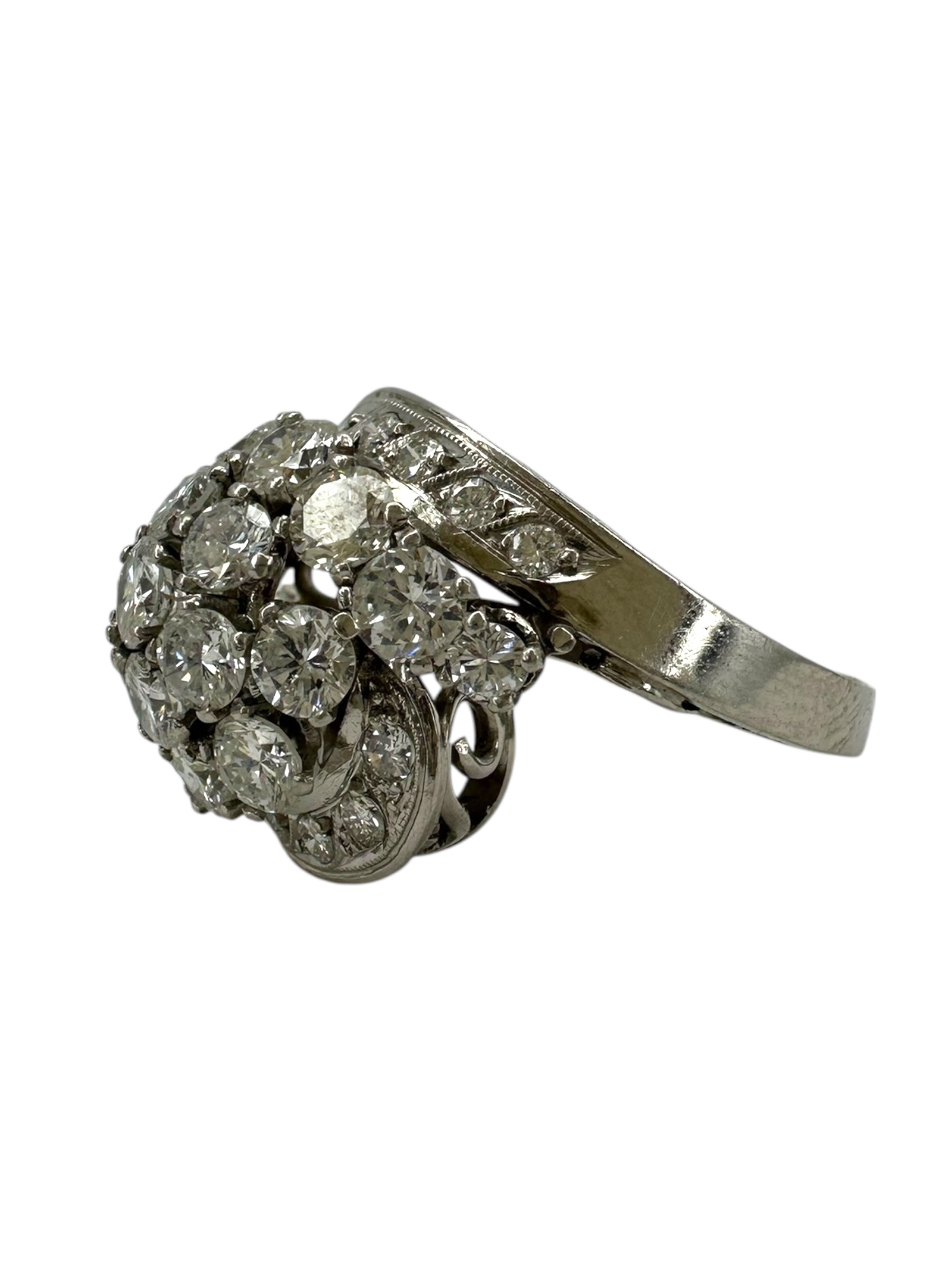 Platinum Bombe Cluster Cocktail Ring