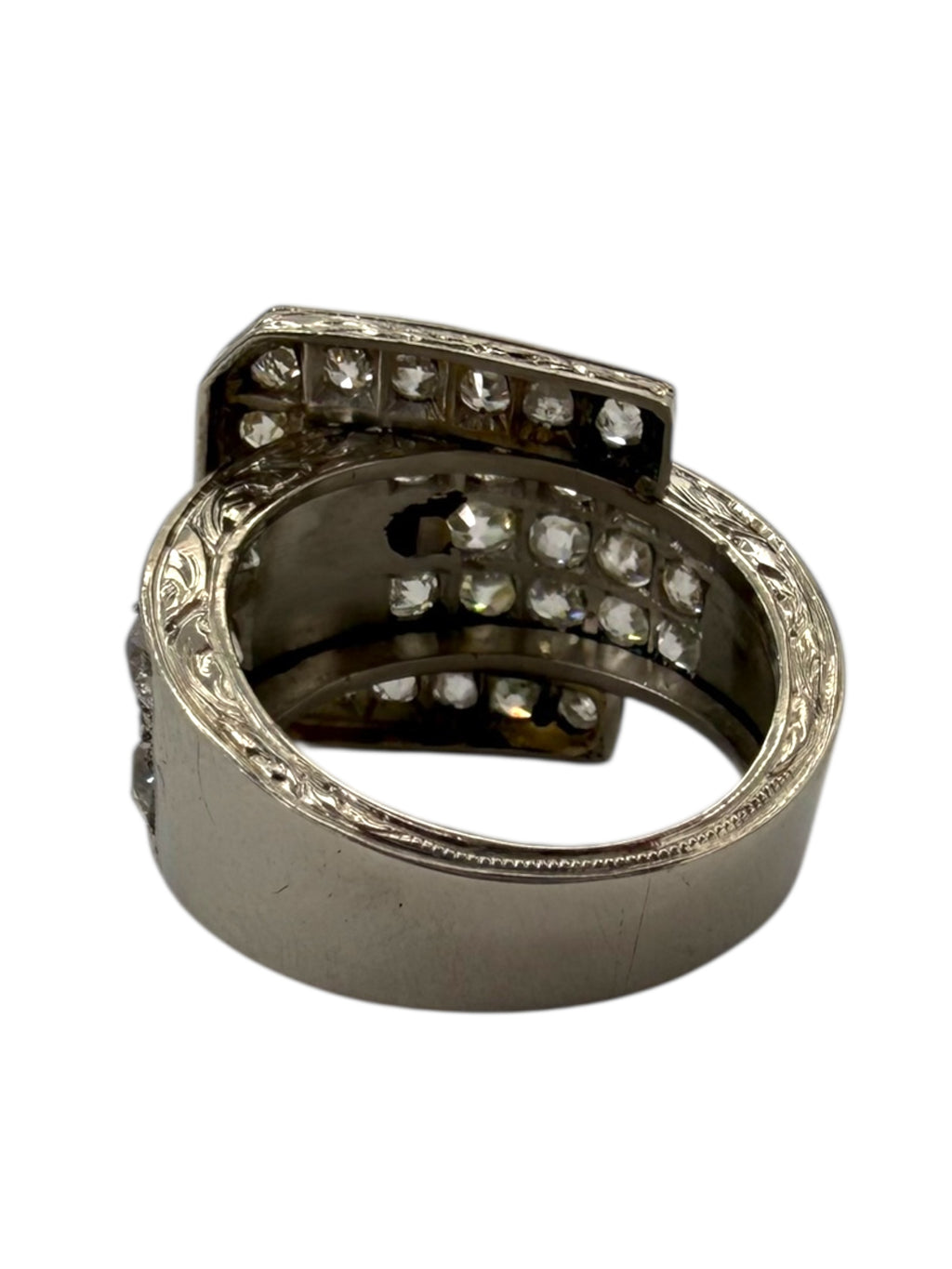 Platinum Art Deco Diamond Buckle Ring