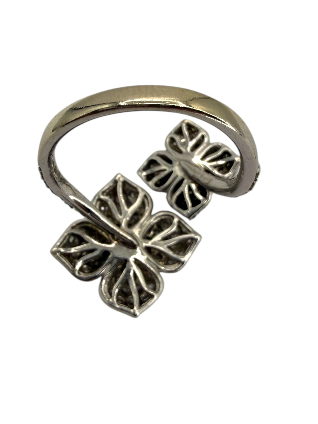 14k Diamond Clover Bypass Ring