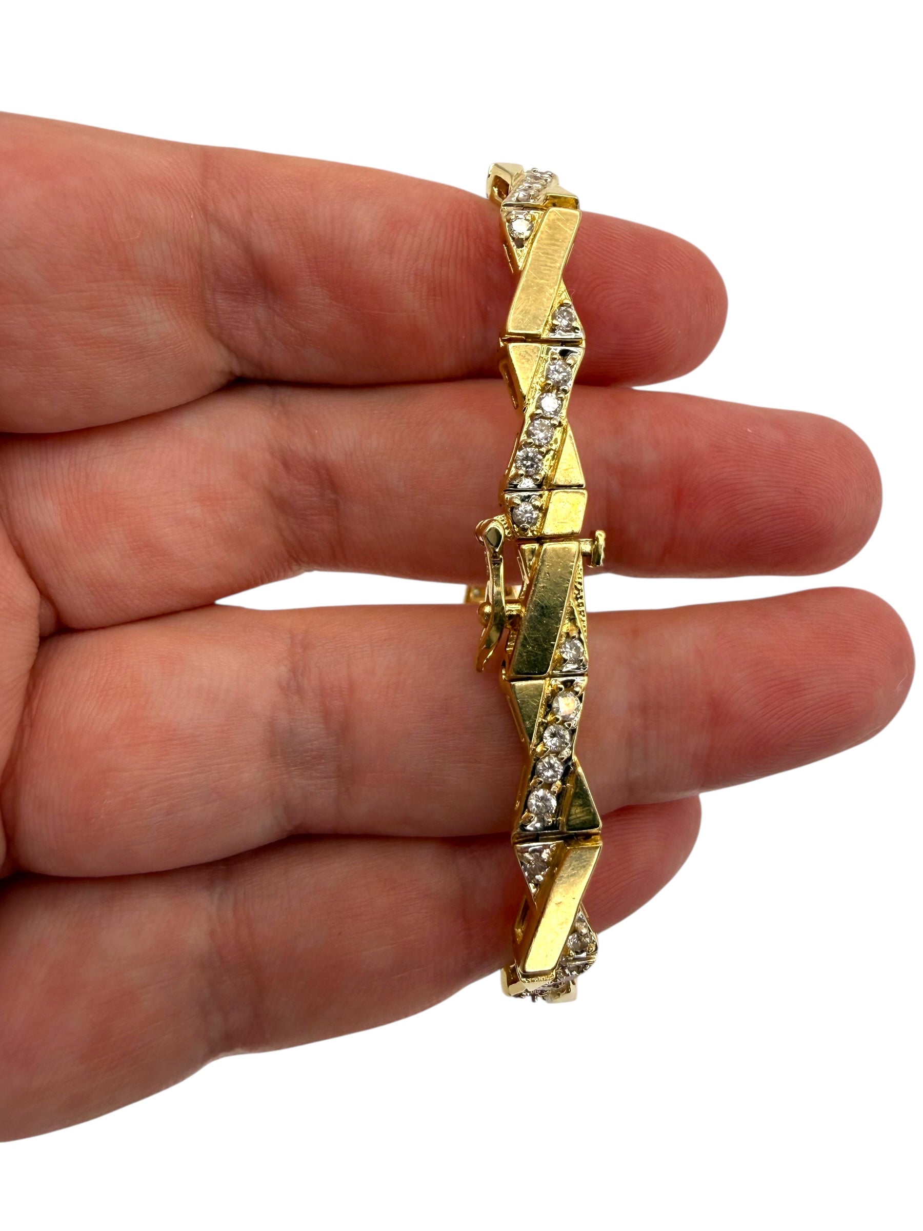 14k Diamond Cross Over Bracelet