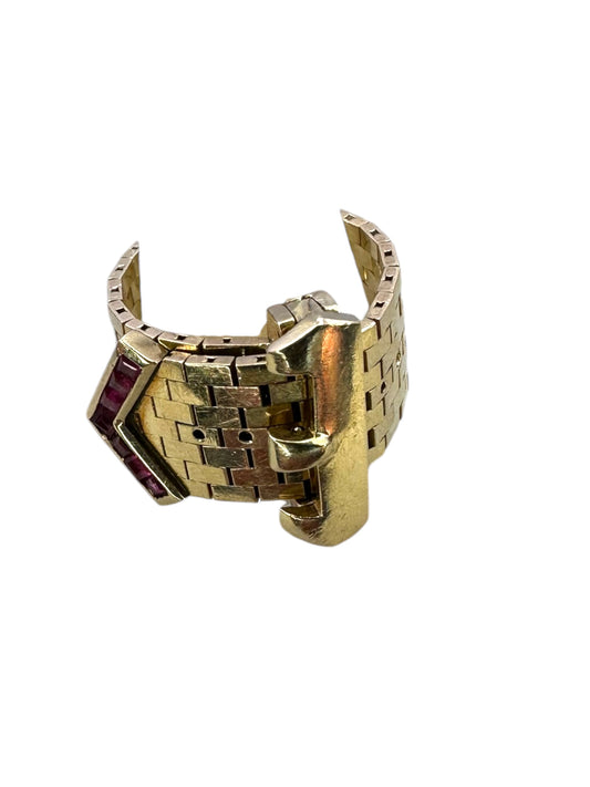 14k Retro Ruby Buckle Ring