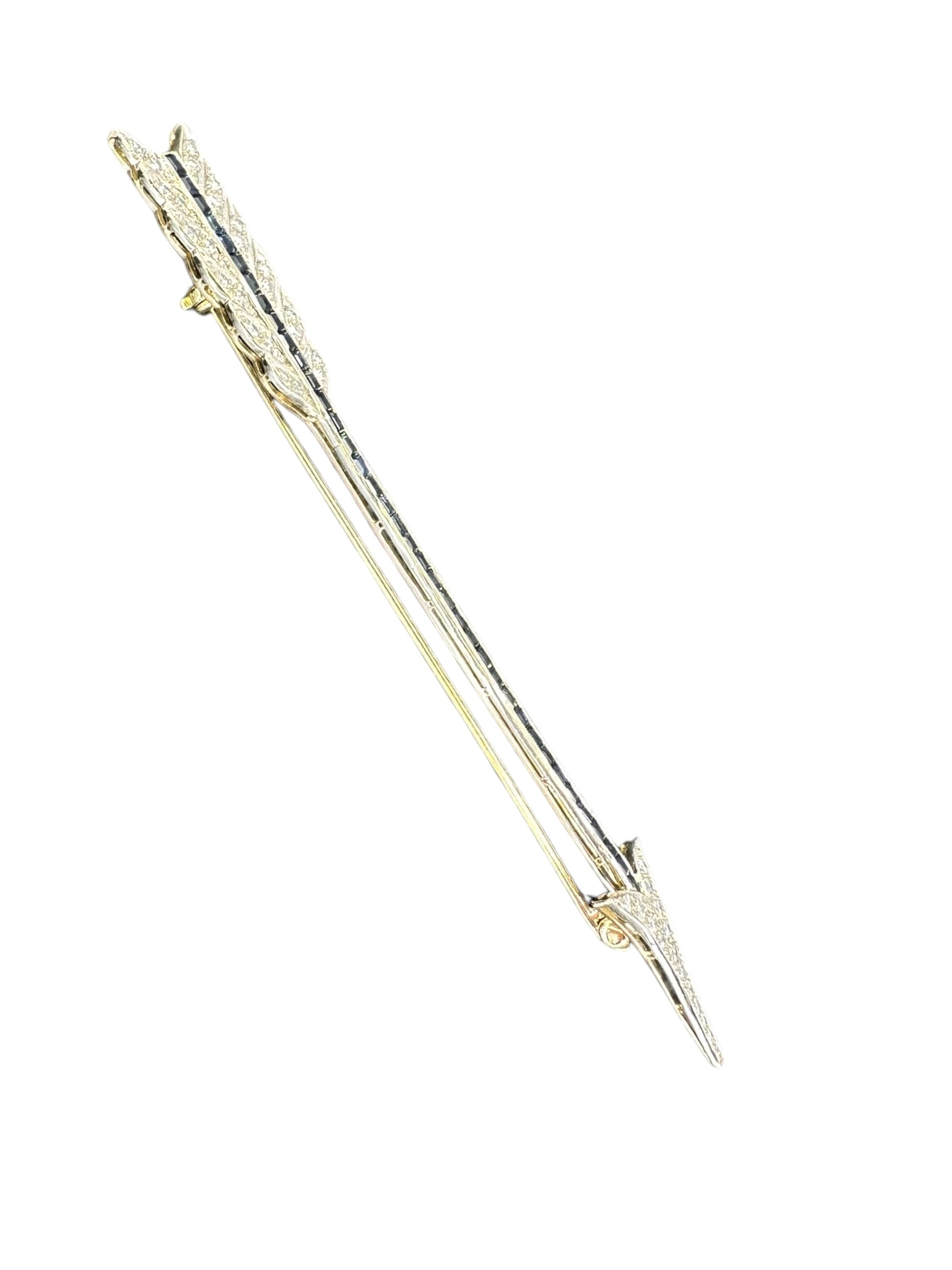 18k Sapphire Diamond Arrow Brooch