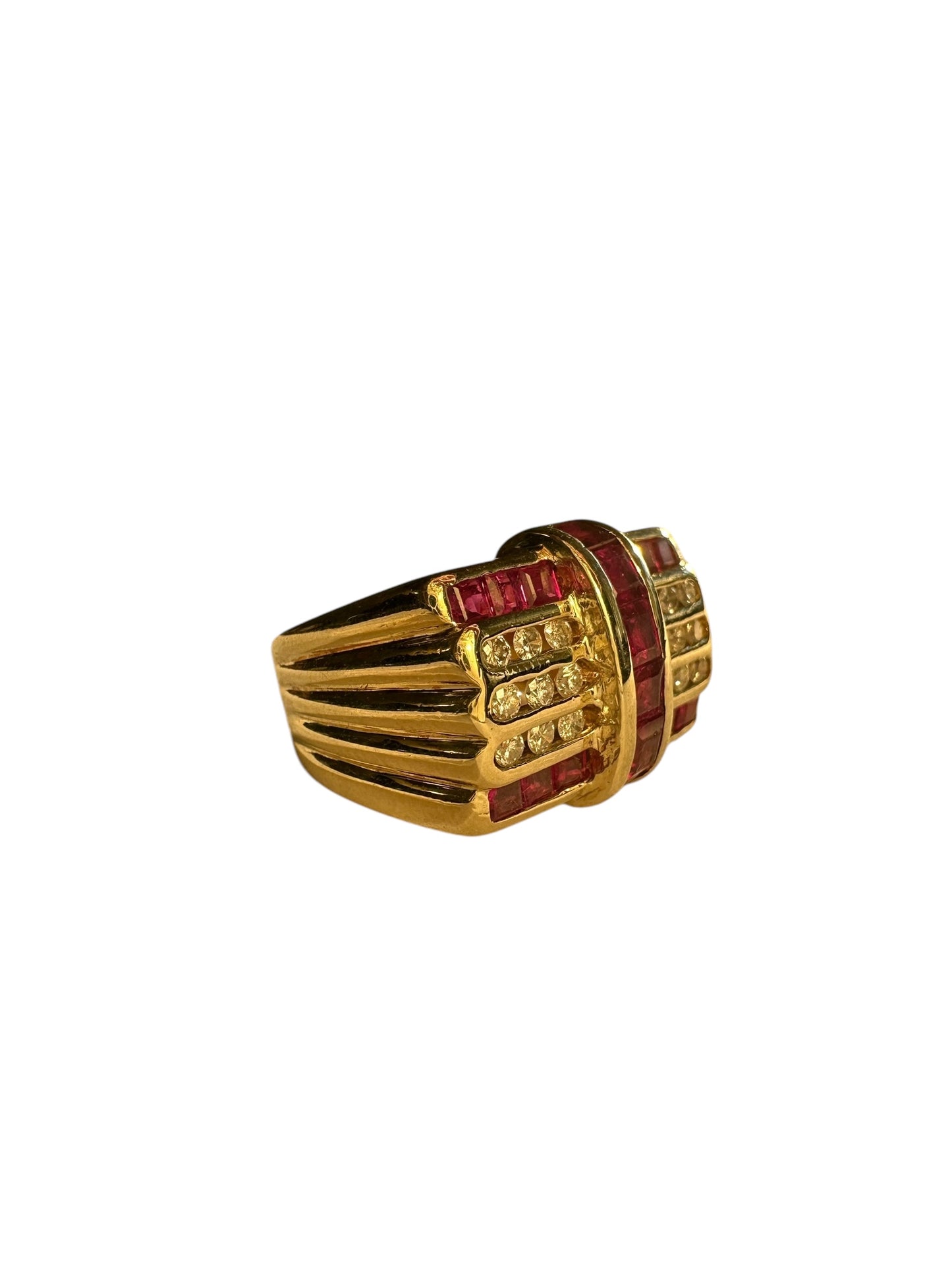 14k Ruby Diamond Geometric Ring