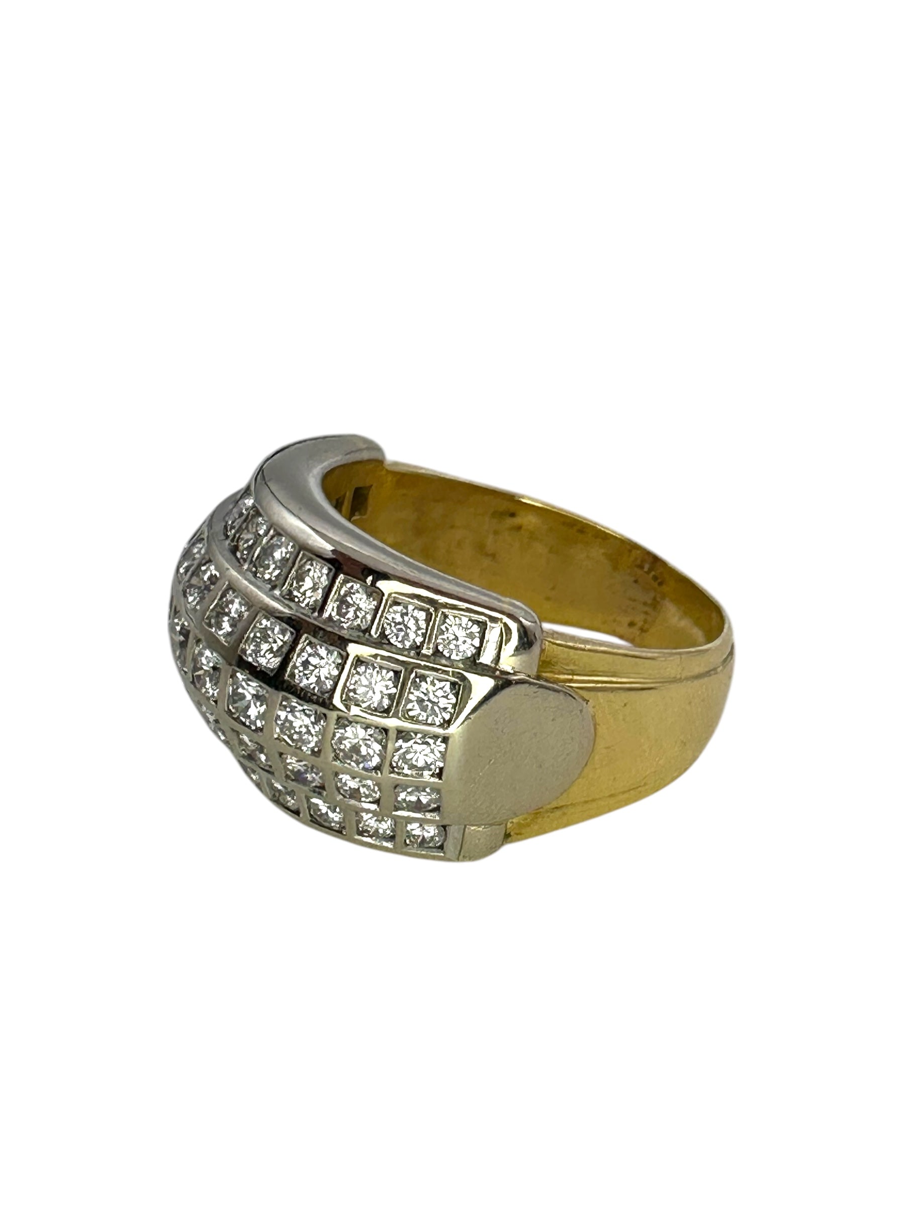 18k Two Tone Chunky Diamond Band Ring
