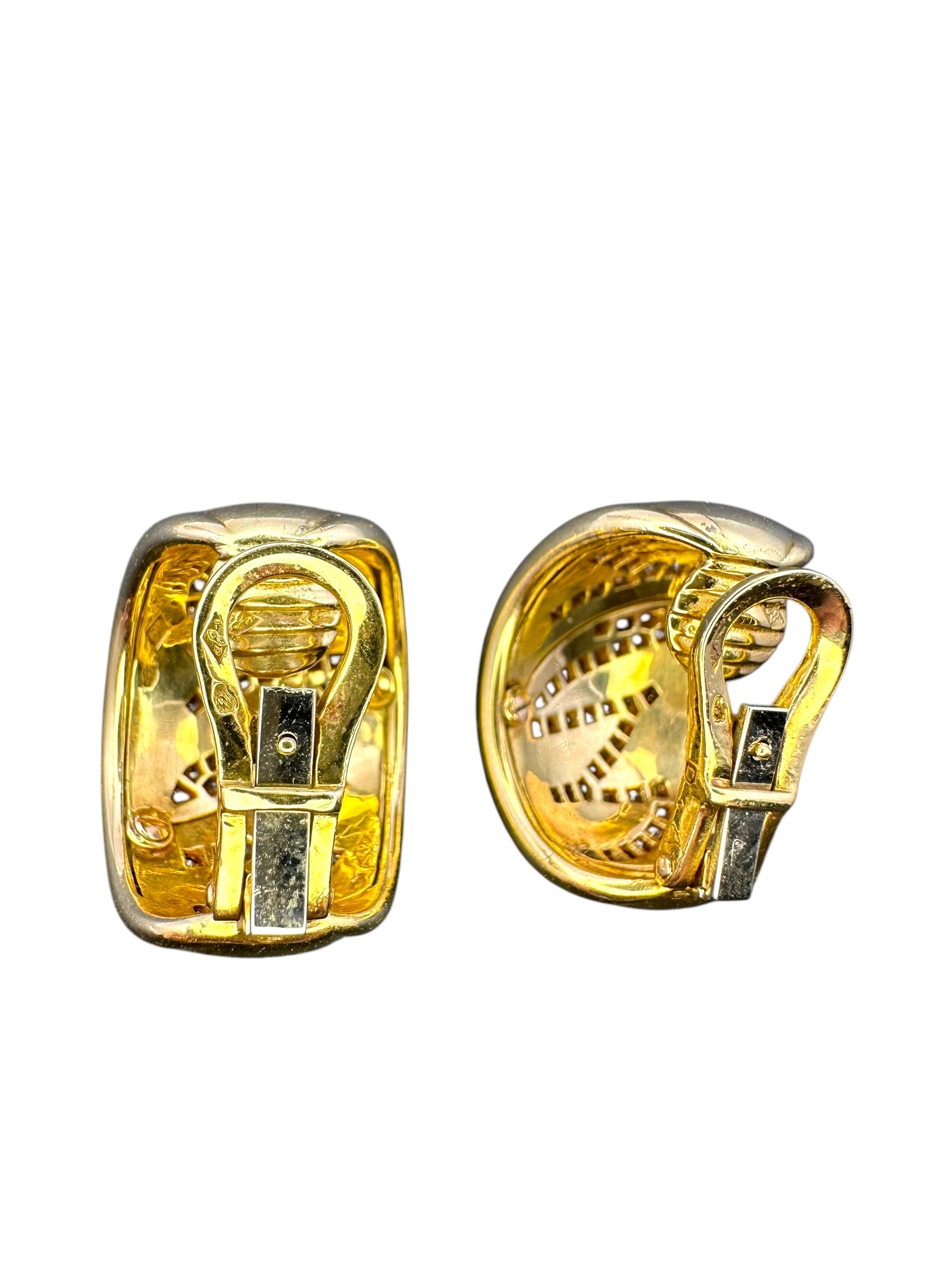 18k Tiger Stripe Diamond Huggie Ear Clips