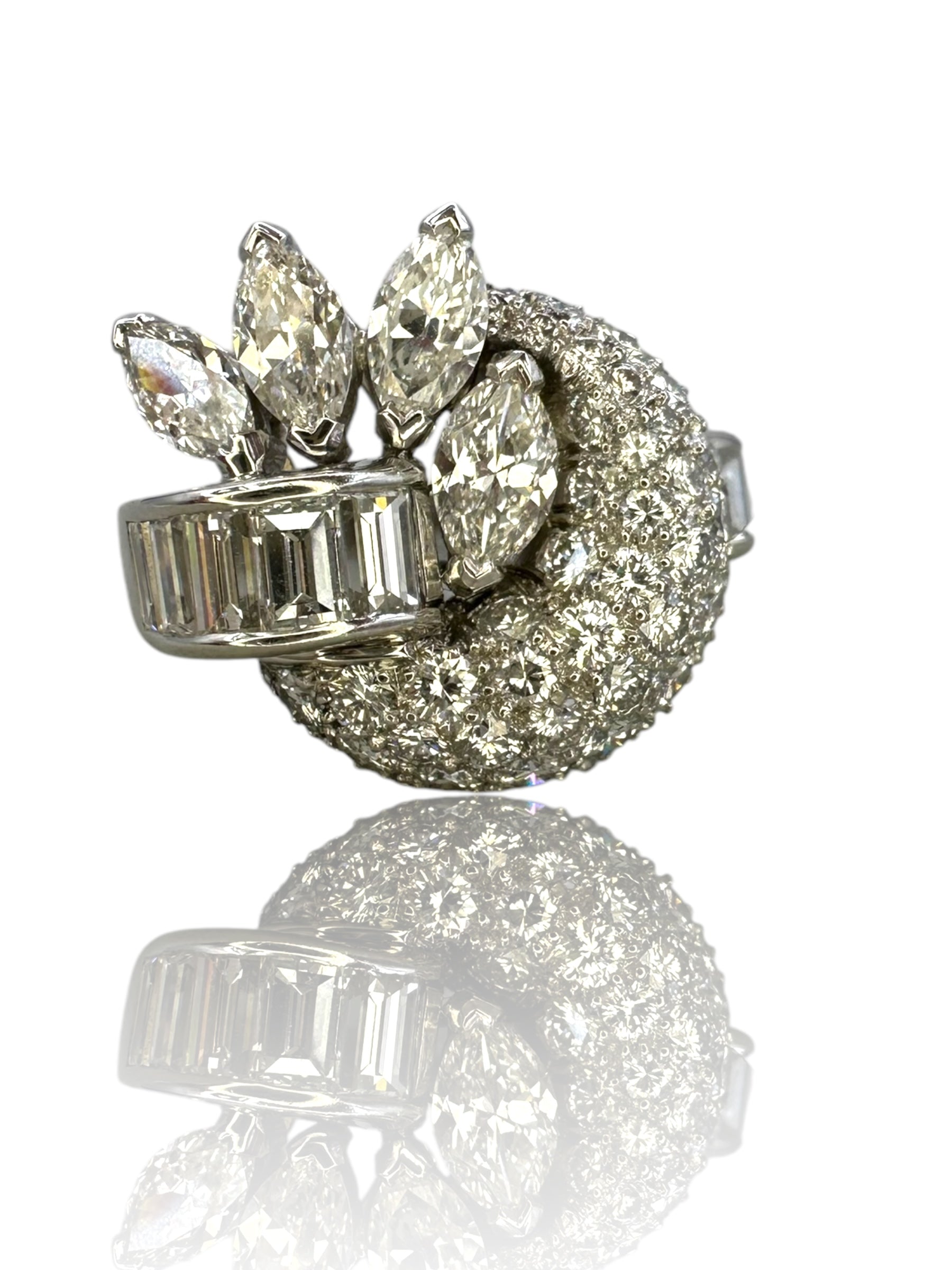 Retro Platinum Diamond Cocktail Ring