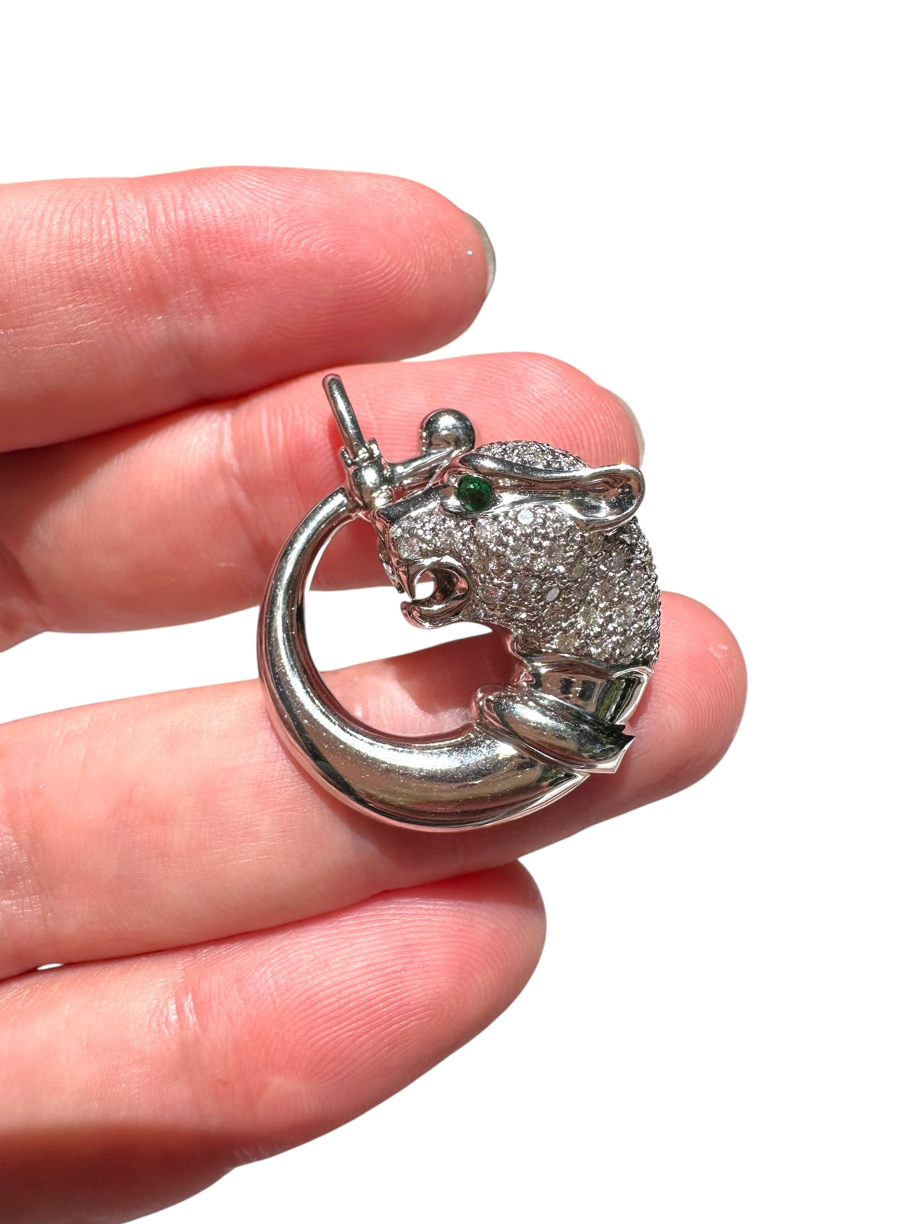 18k Diamond Panther Head Pendant