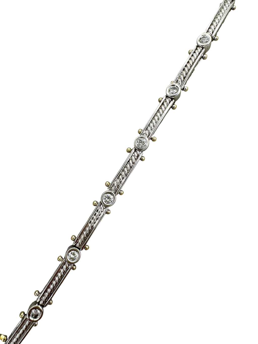 14k Diamond Bar Link Station Bracelet