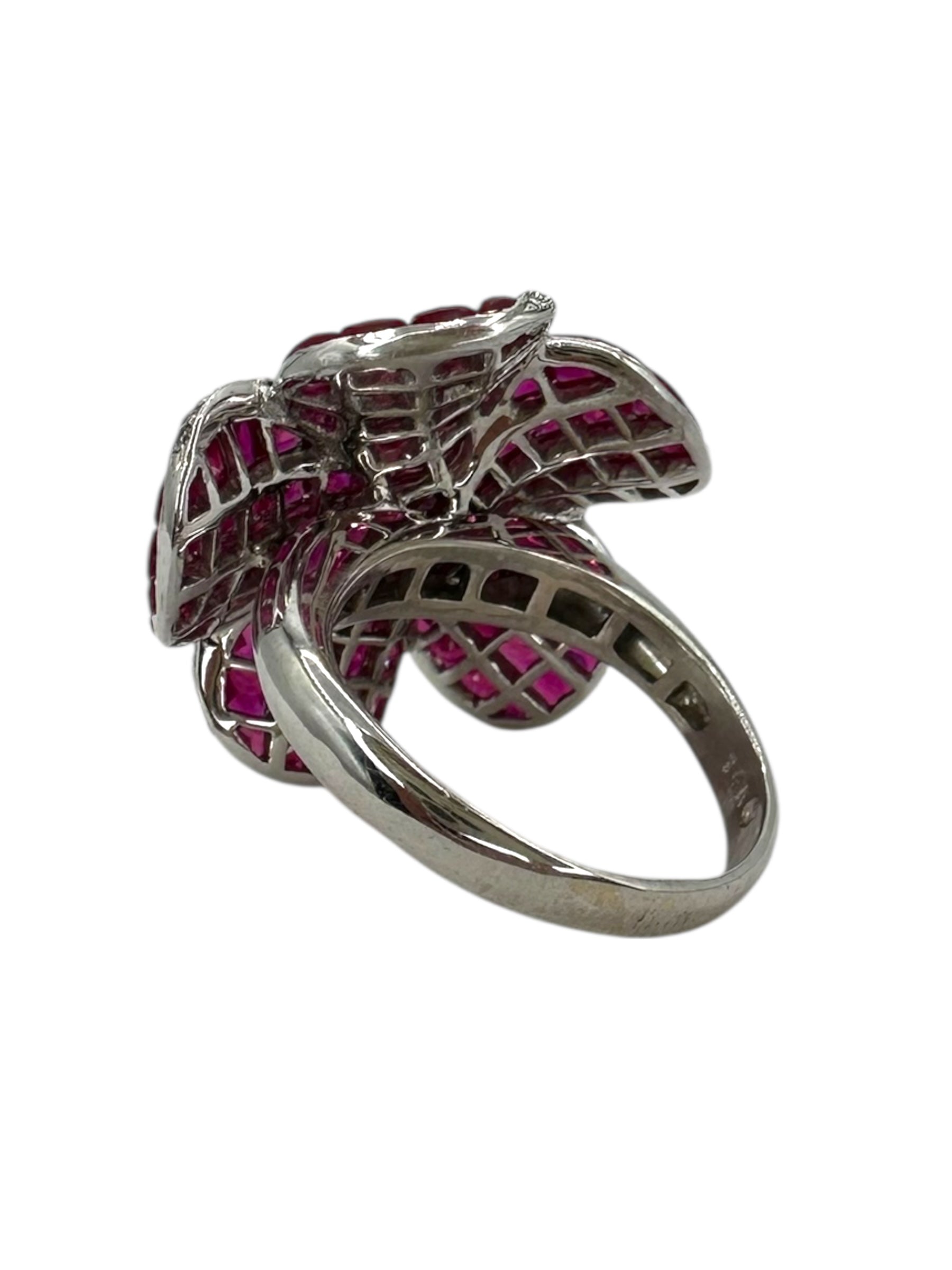 14k Ruby Diamond Flower Ring