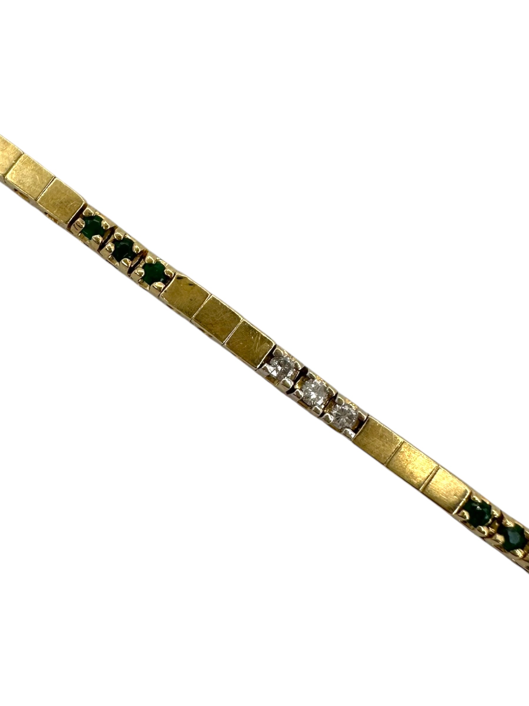 14k Emerald Diamond Line Bracelet
