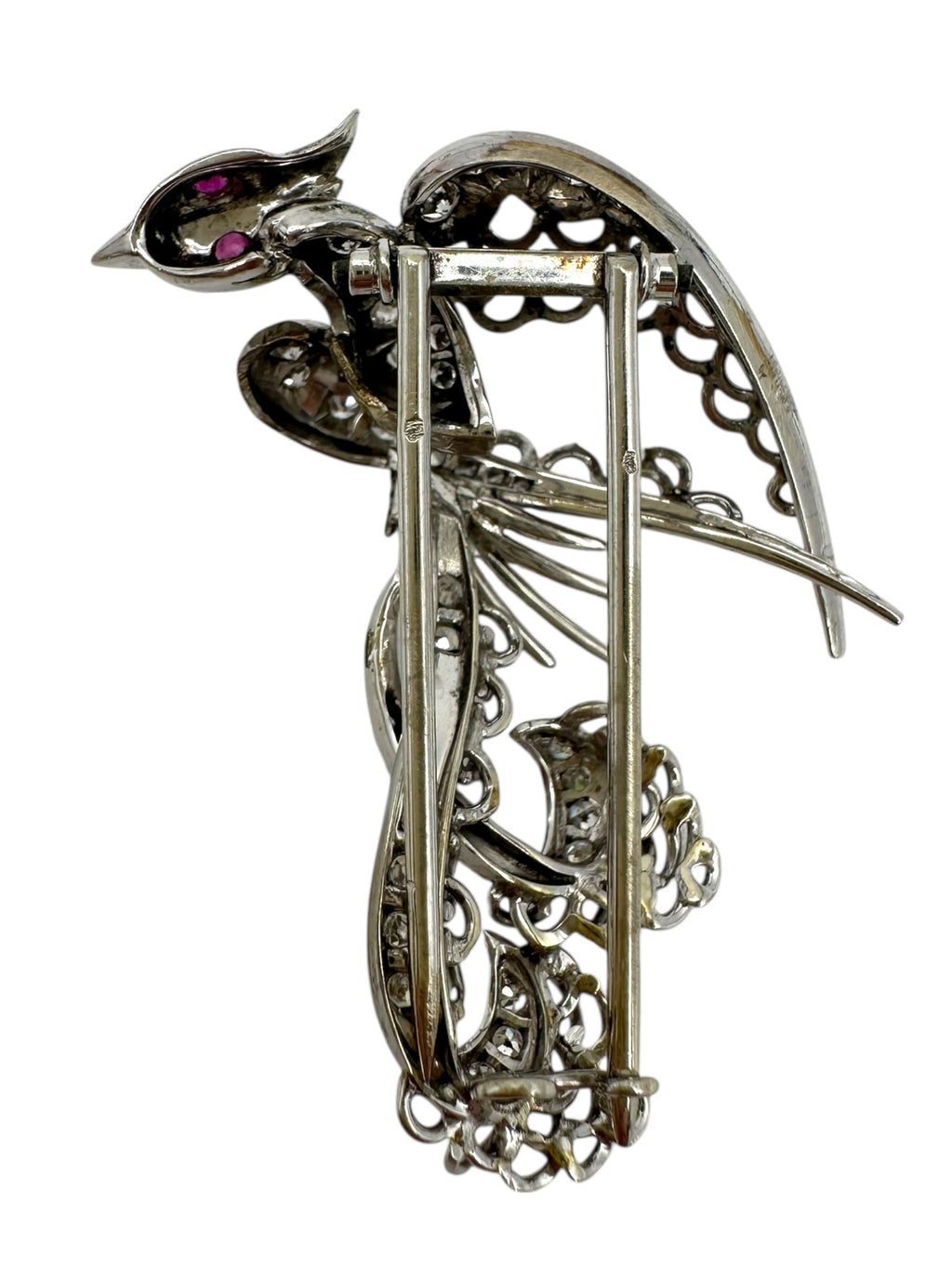Platinum Diamond Phoenix Bird Brooch