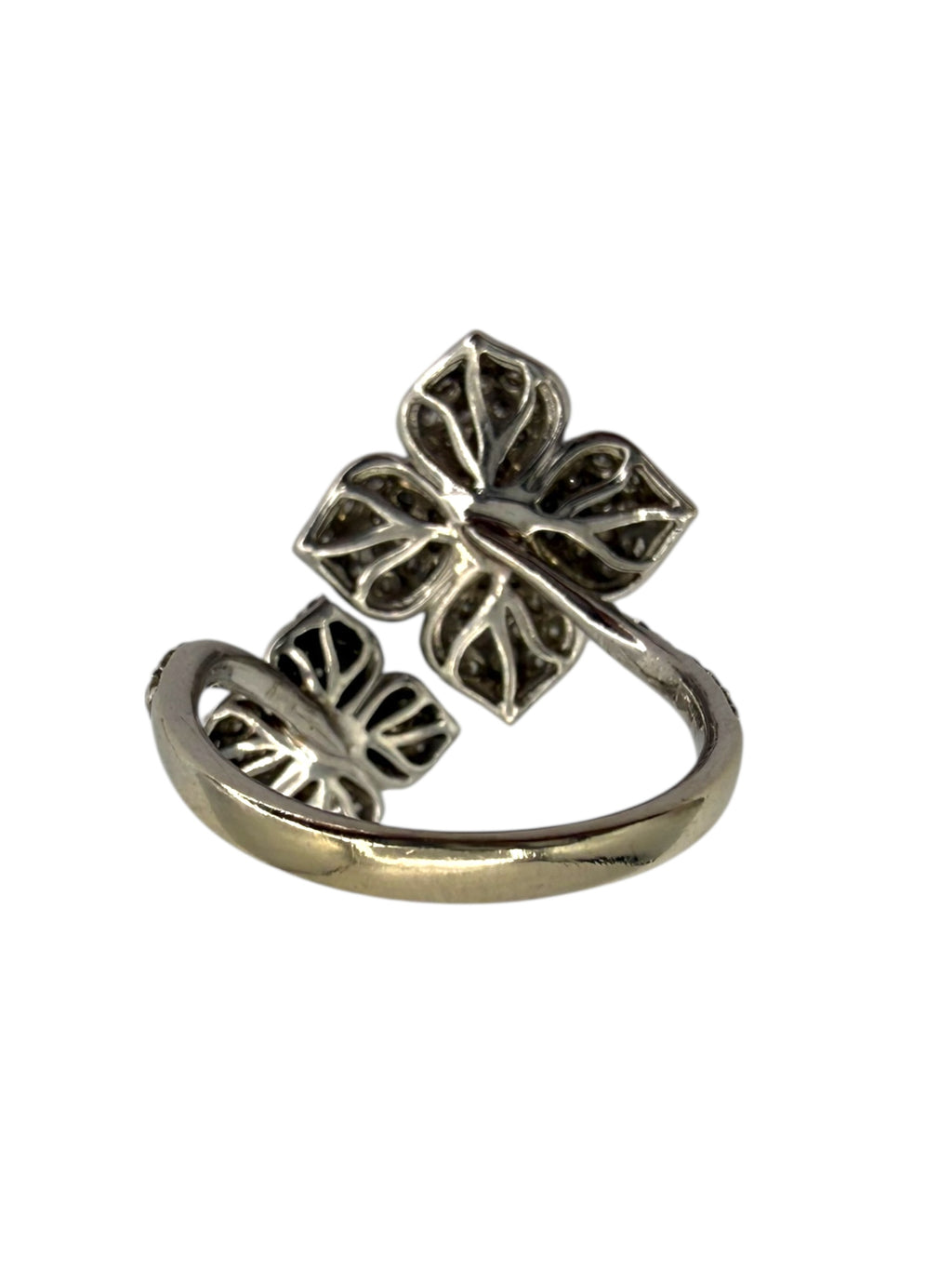14k Diamond Clover Bypass Ring