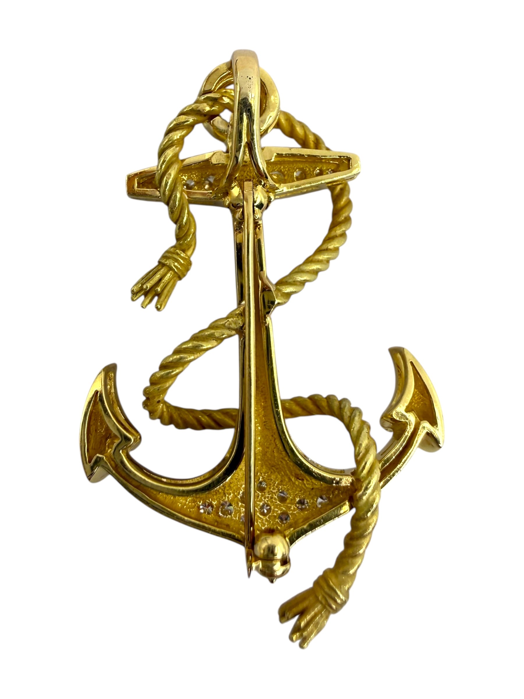 18k Diamond Anchor Brooch/Pendant
