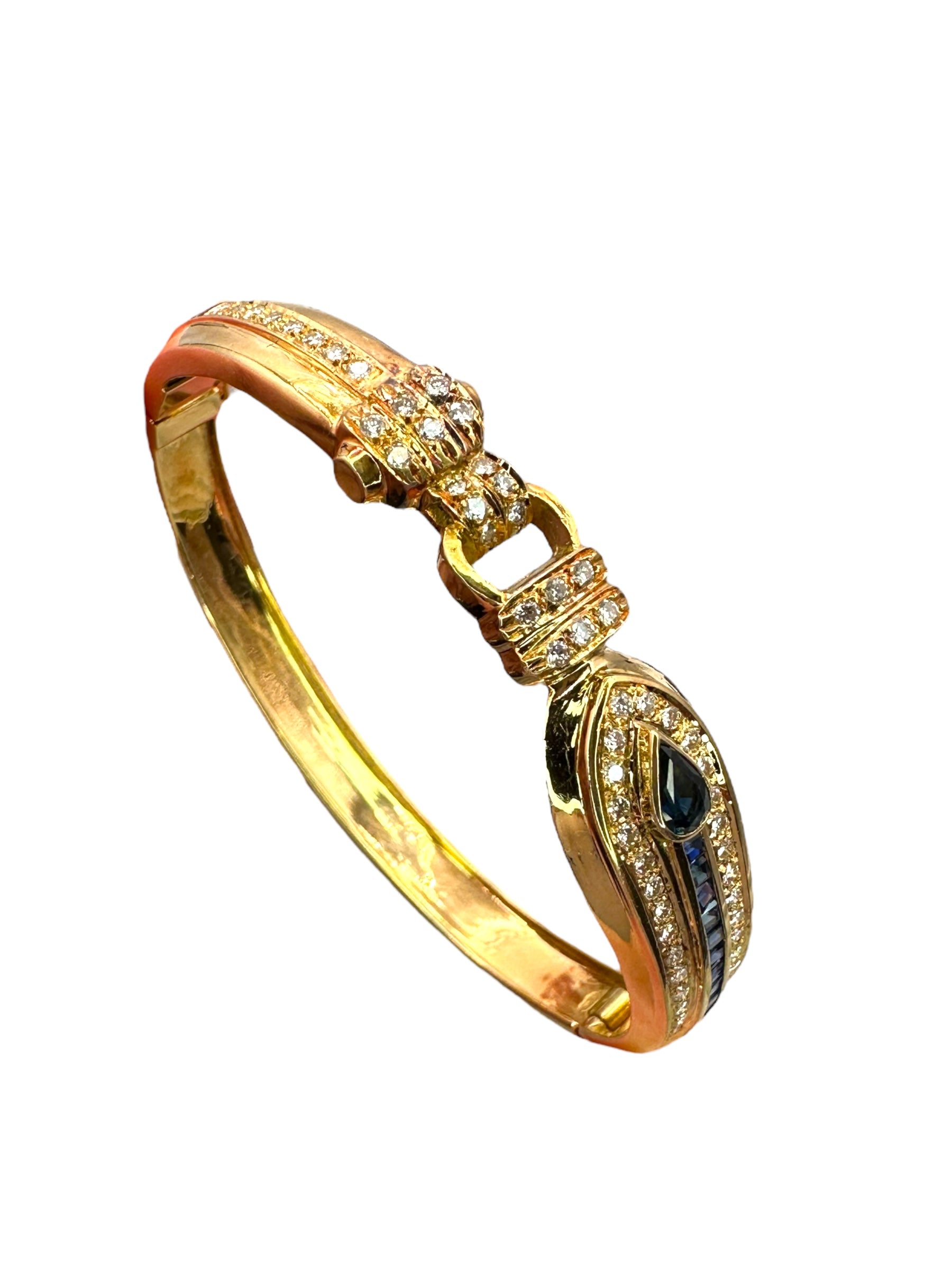 18k Sapphire Diamond Bangle Bracelet