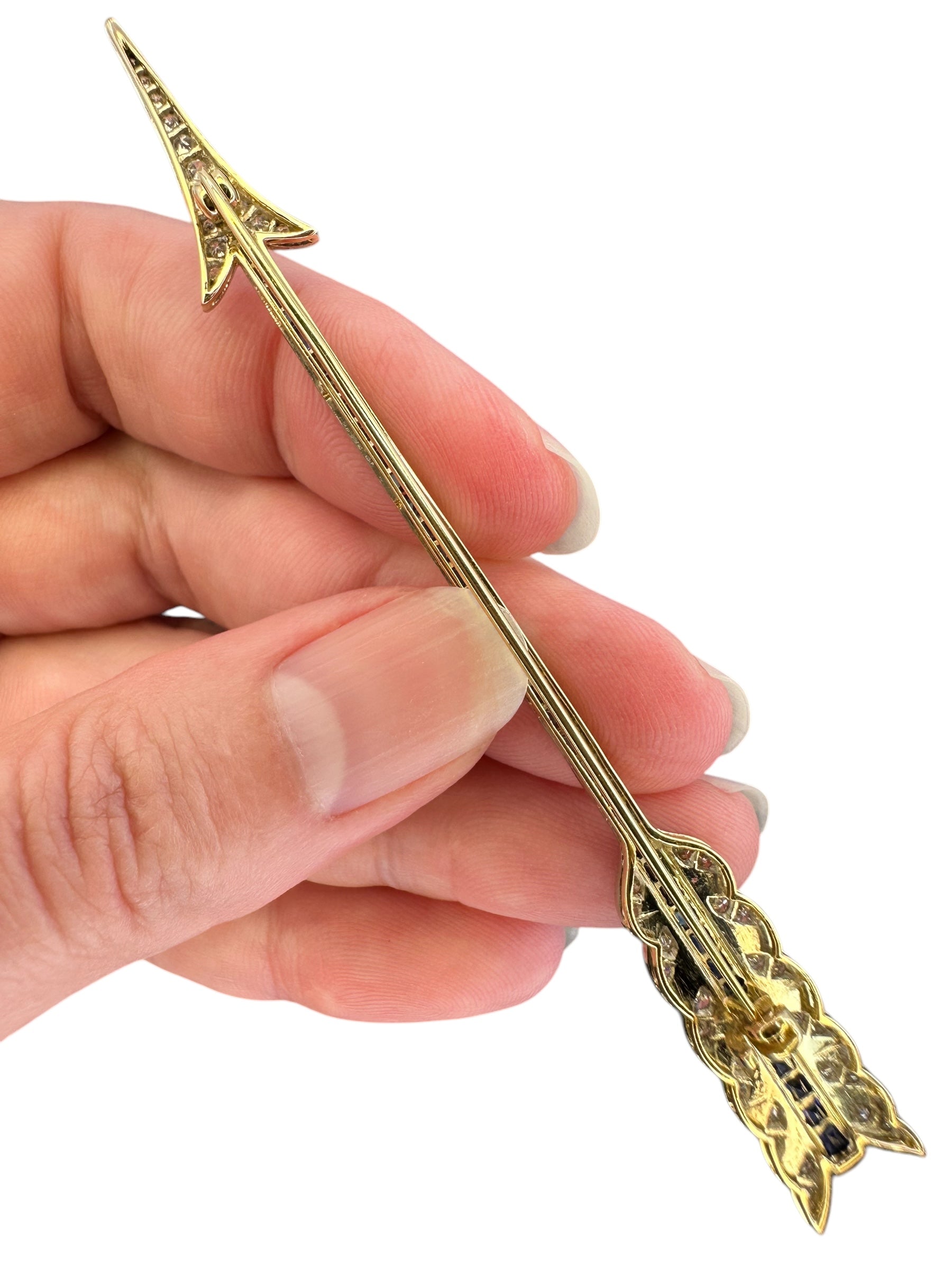 18k Sapphire Diamond Arrow Brooch