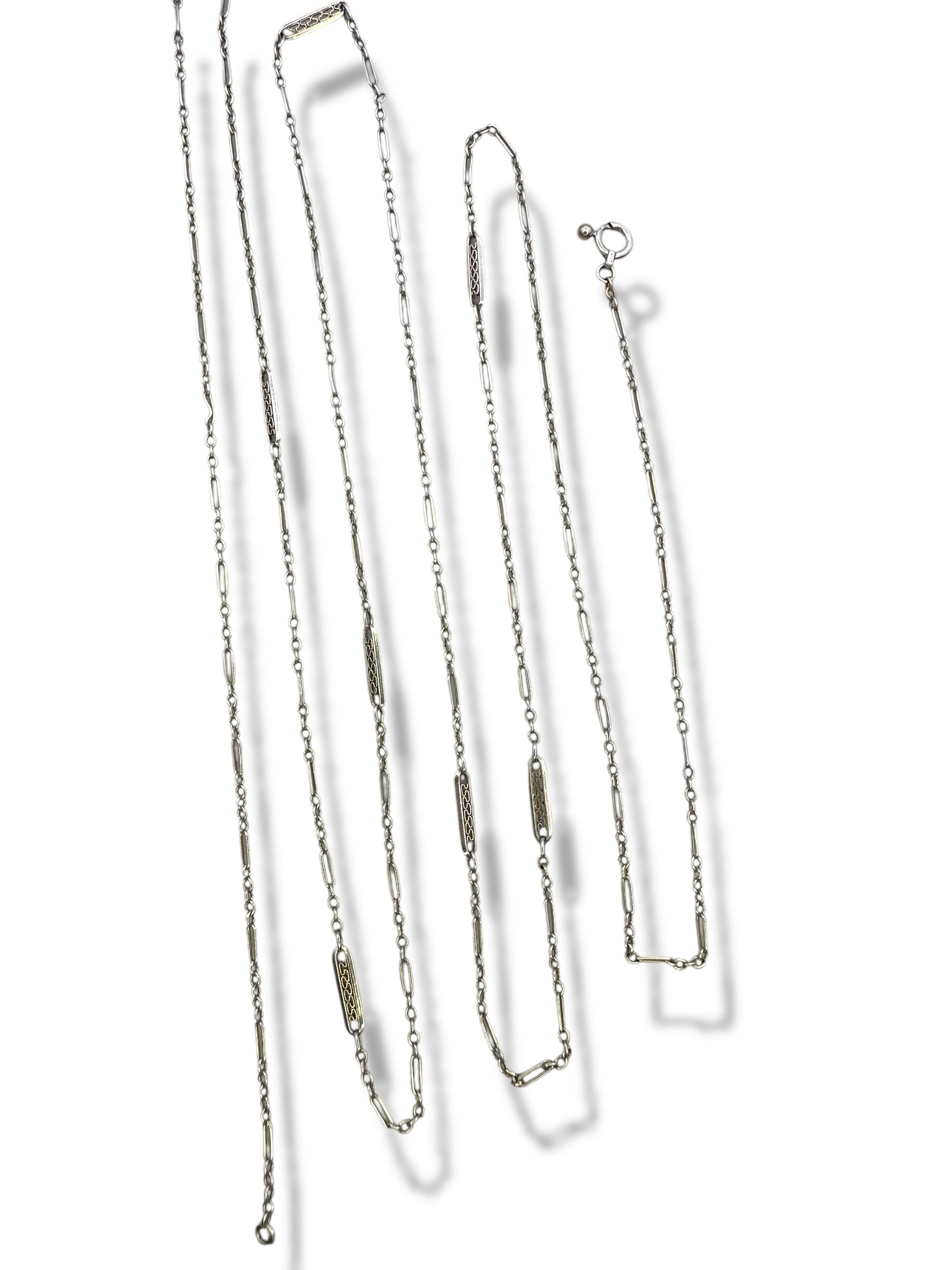 14k White Gold Art Deco Chain Necklace