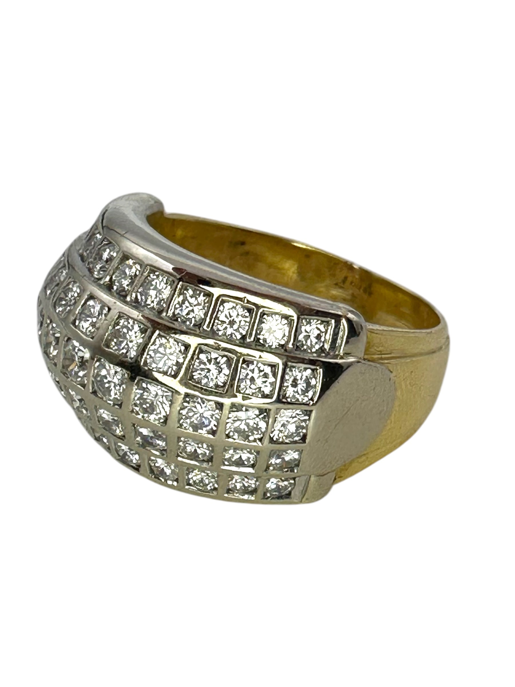 18k Two Tone Chunky Diamond Band Ring