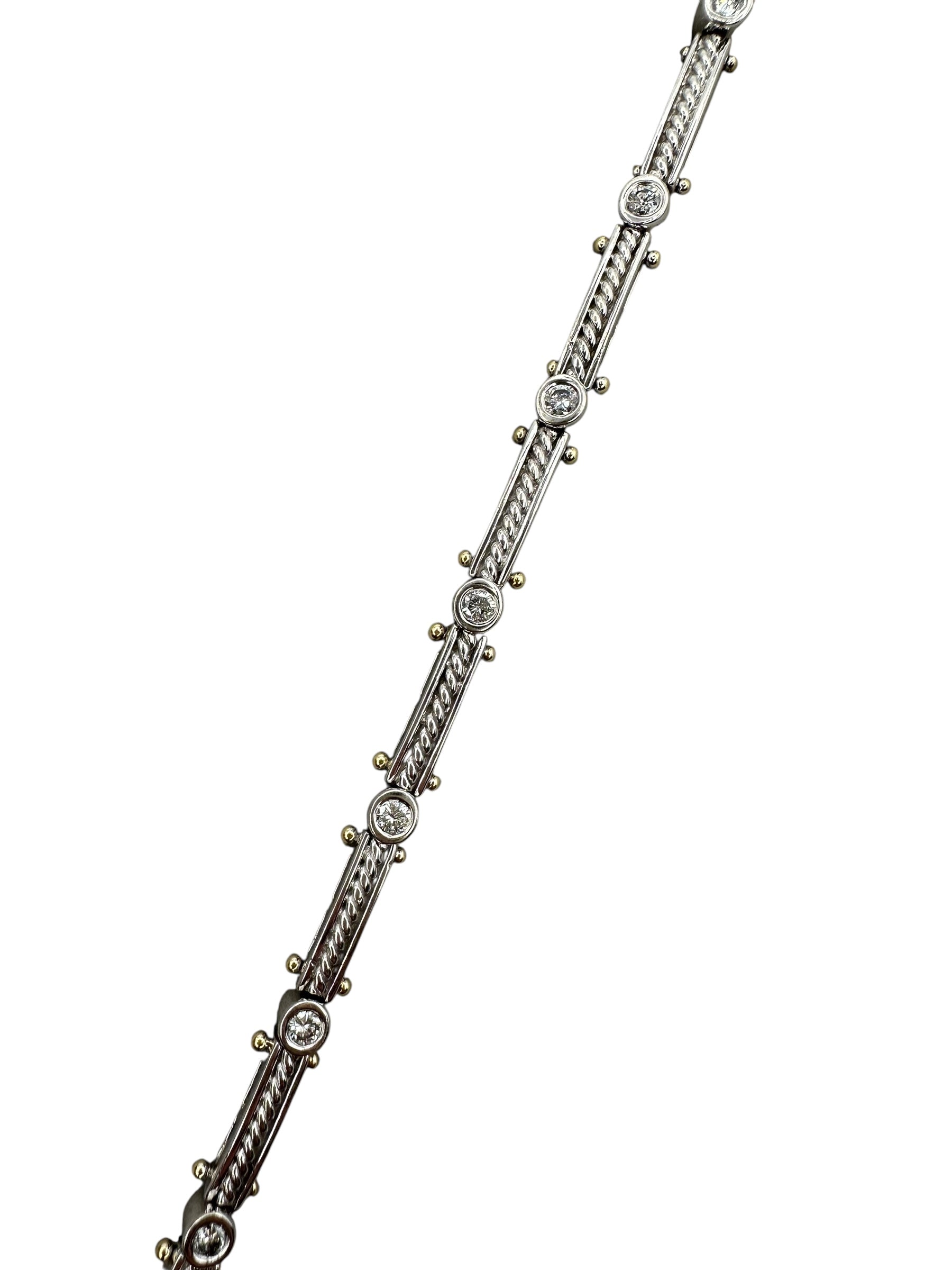 14k Diamond Bar Link Station Bracelet