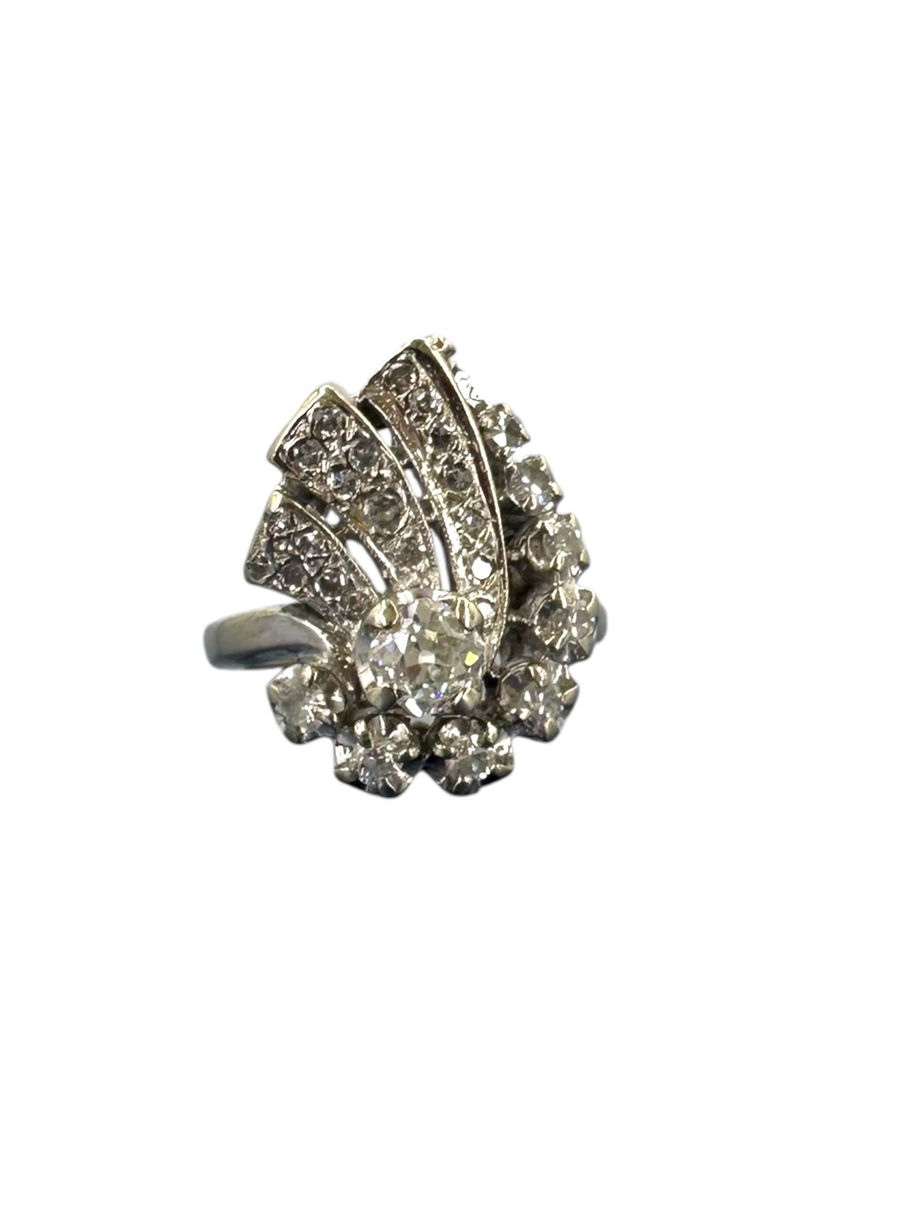 14k Diamond Swirl Ring