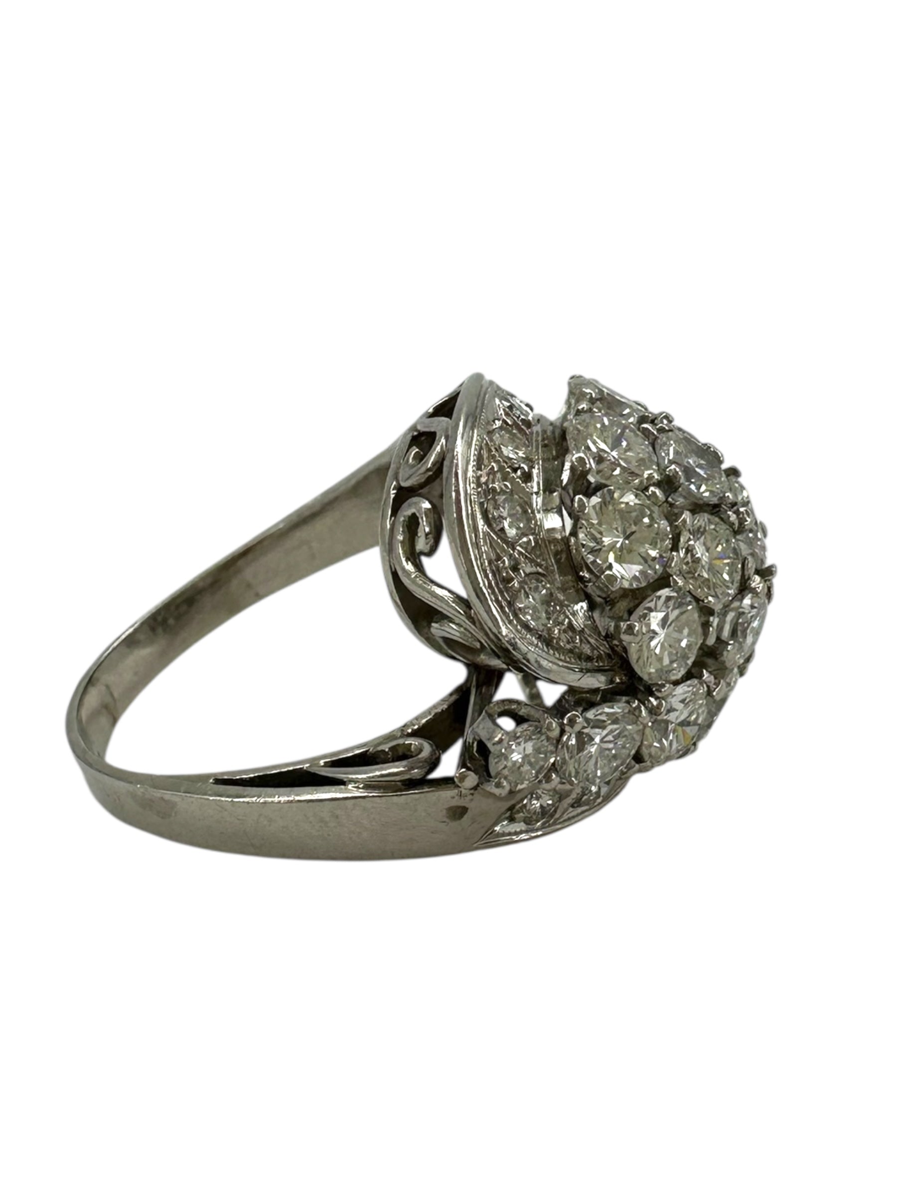 Platinum Bombe Cluster Cocktail Ring