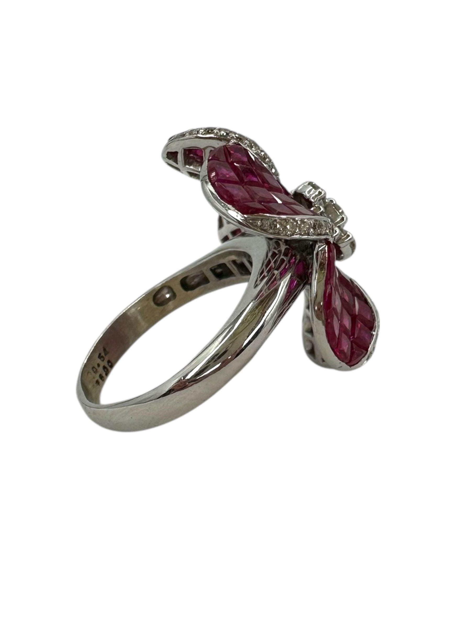 14k Ruby Diamond Flower Ring