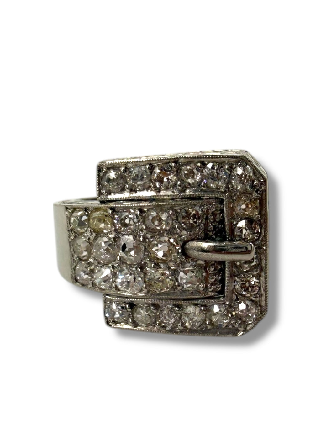 Platinum Art Deco Diamond Buckle Ring