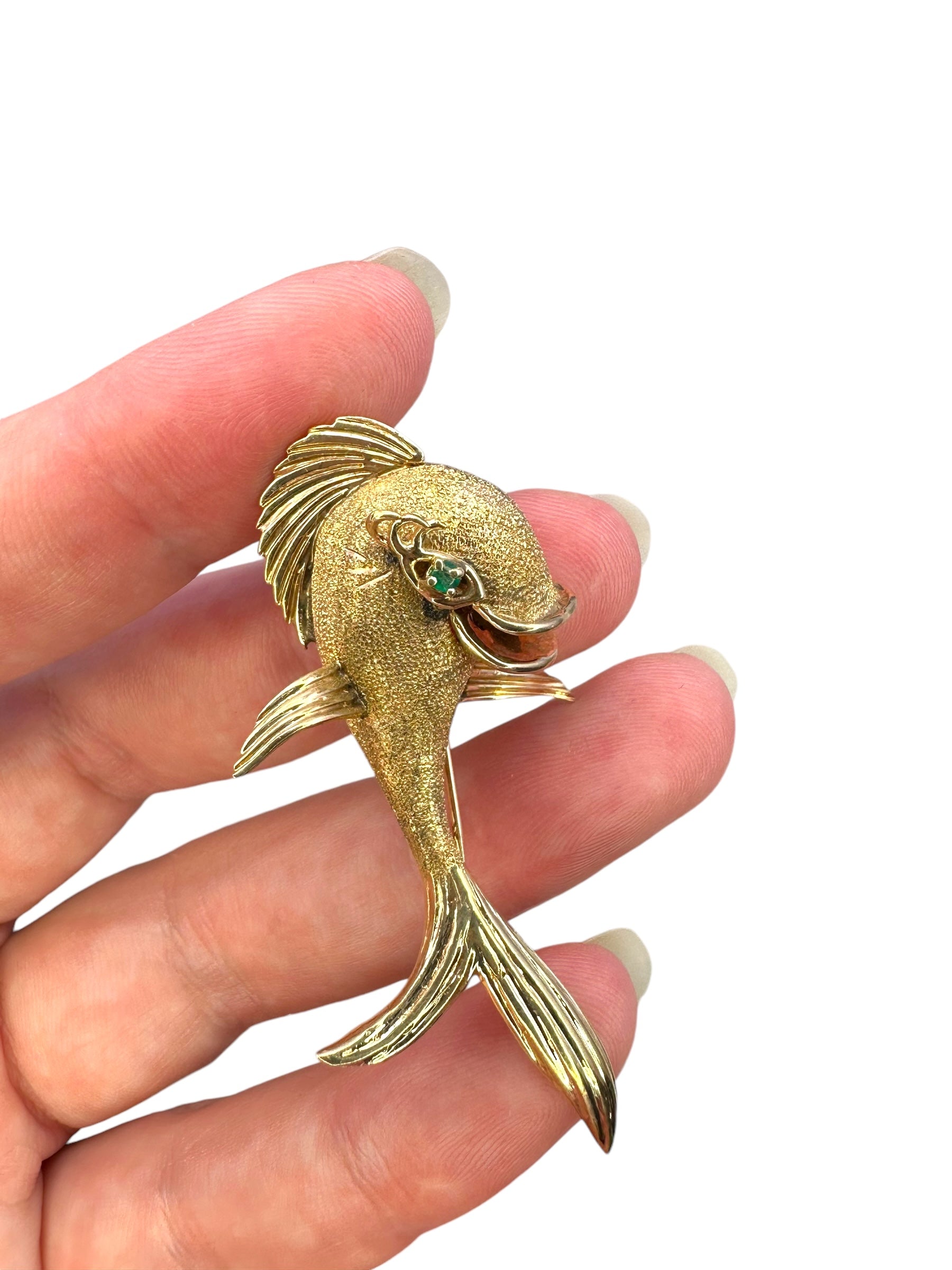 14k Happy Fish Brooch